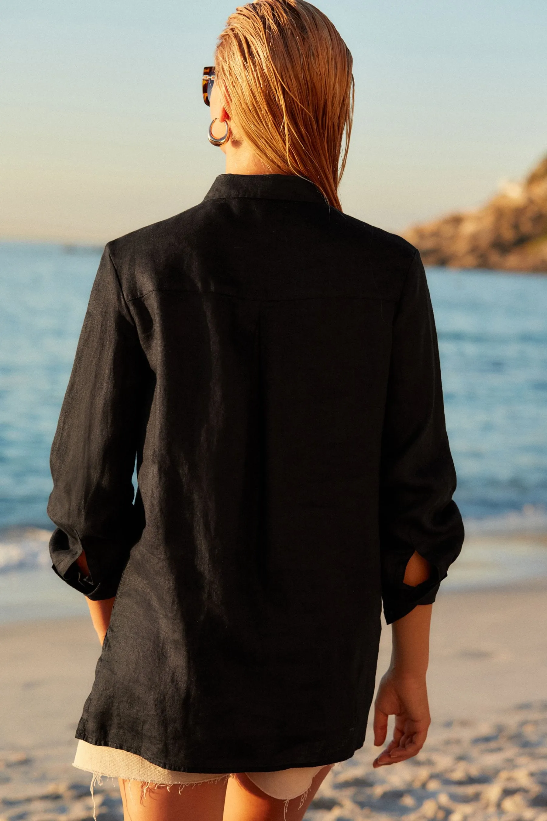100% Camicia in Manica lunga lino