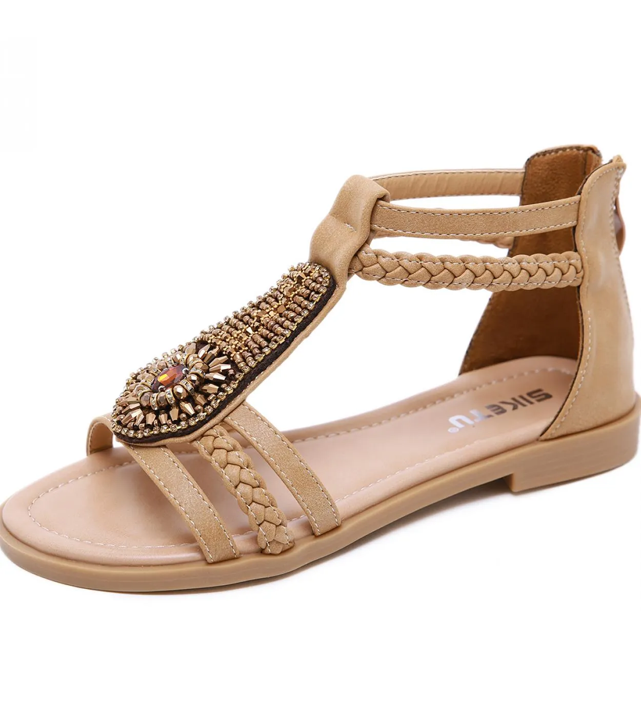 2023 nuovi sandali estivi per donna tacchi piatti in cristallo scarpe estive per donna sandali gladiatore retrò donna Zapatos Mu