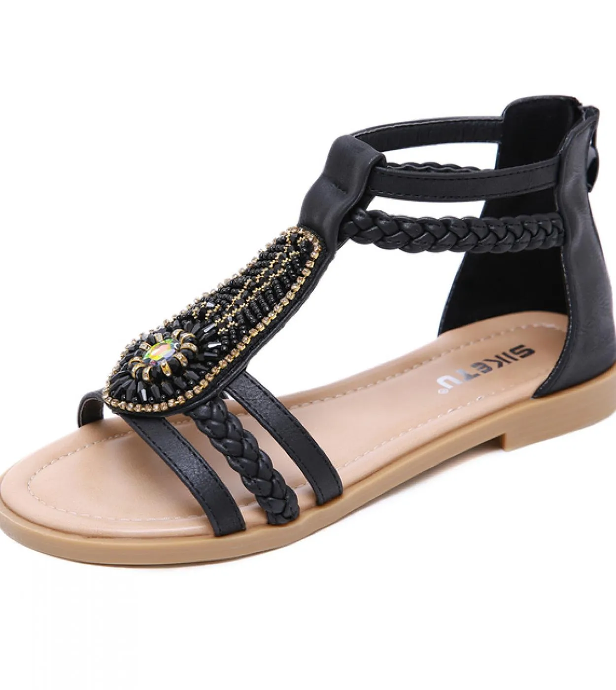 2023 nuovi sandali estivi per donna tacchi piatti in cristallo scarpe estive per donna sandali gladiatore retrò donna Zapatos Mu