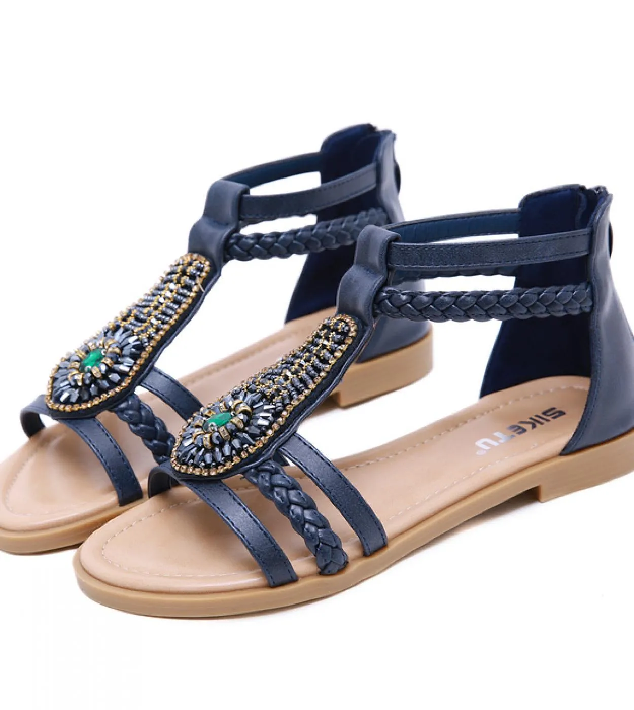 2023 nuovi sandali estivi per donna tacchi piatti in cristallo scarpe estive per donna sandali gladiatore retrò donna Zapatos Mu