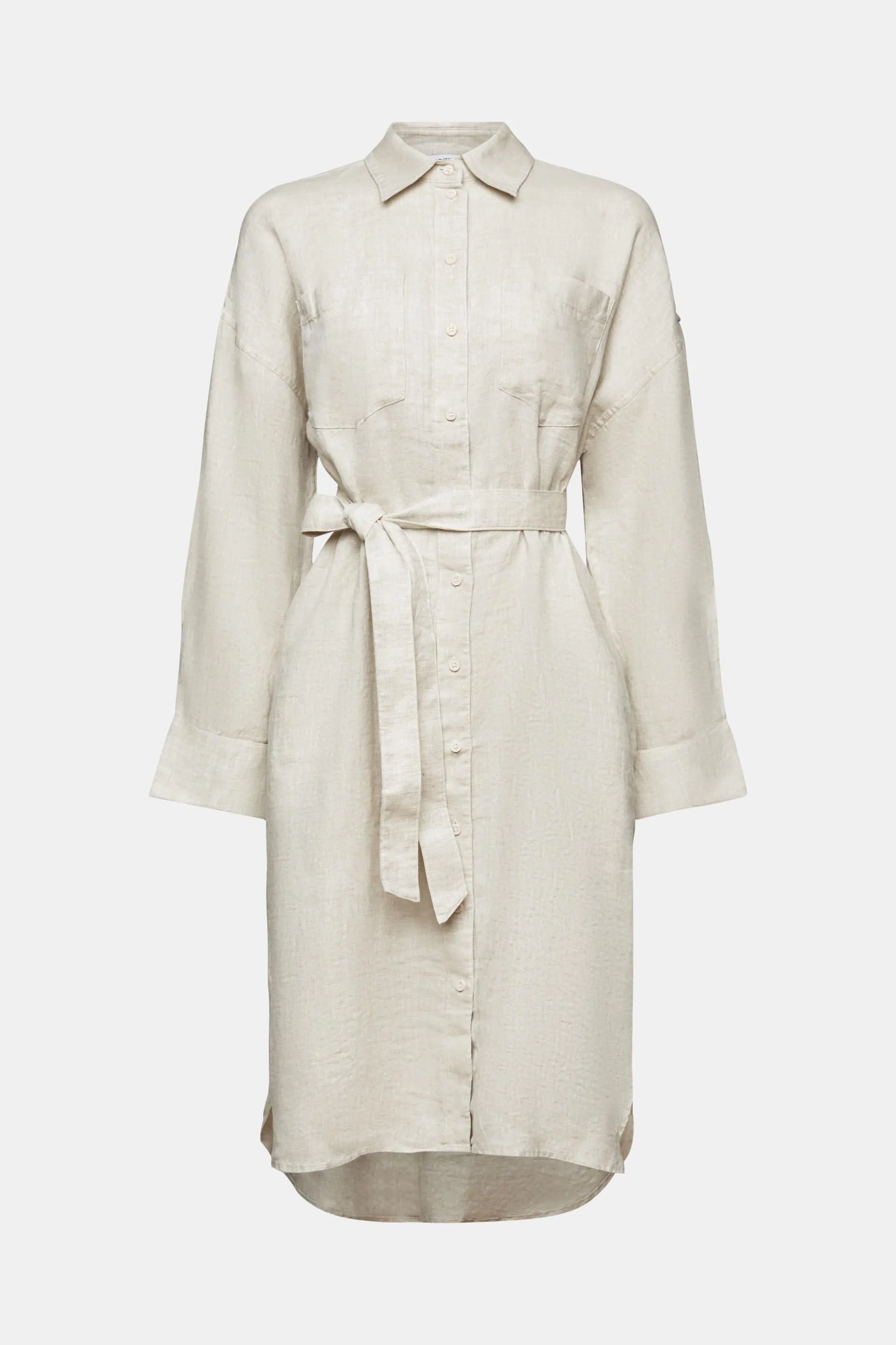 Abito camicia in lino con cintura