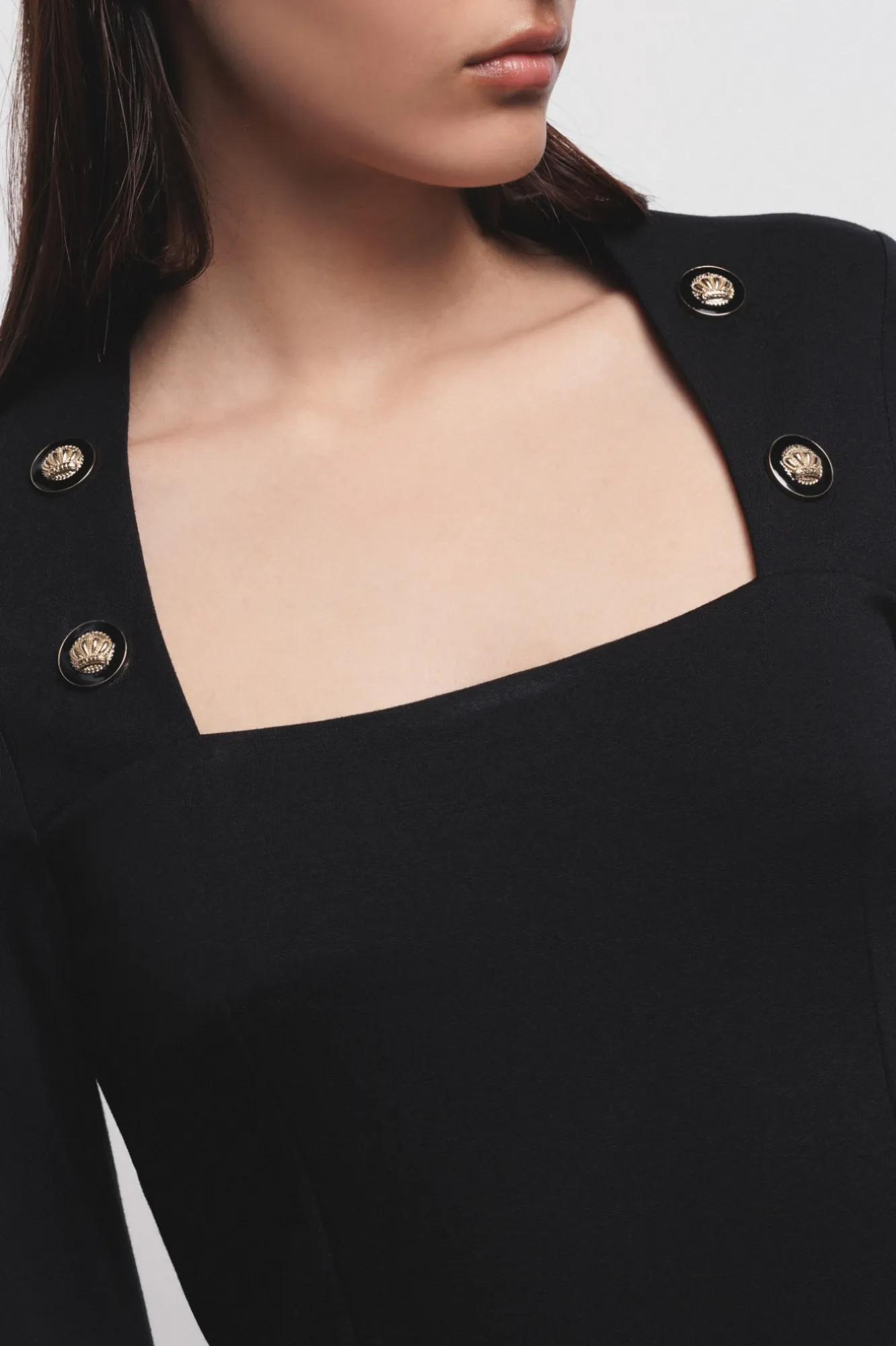 Abito Tubino Con Scollo A Trapezio Nero - Gaëlle Paris
