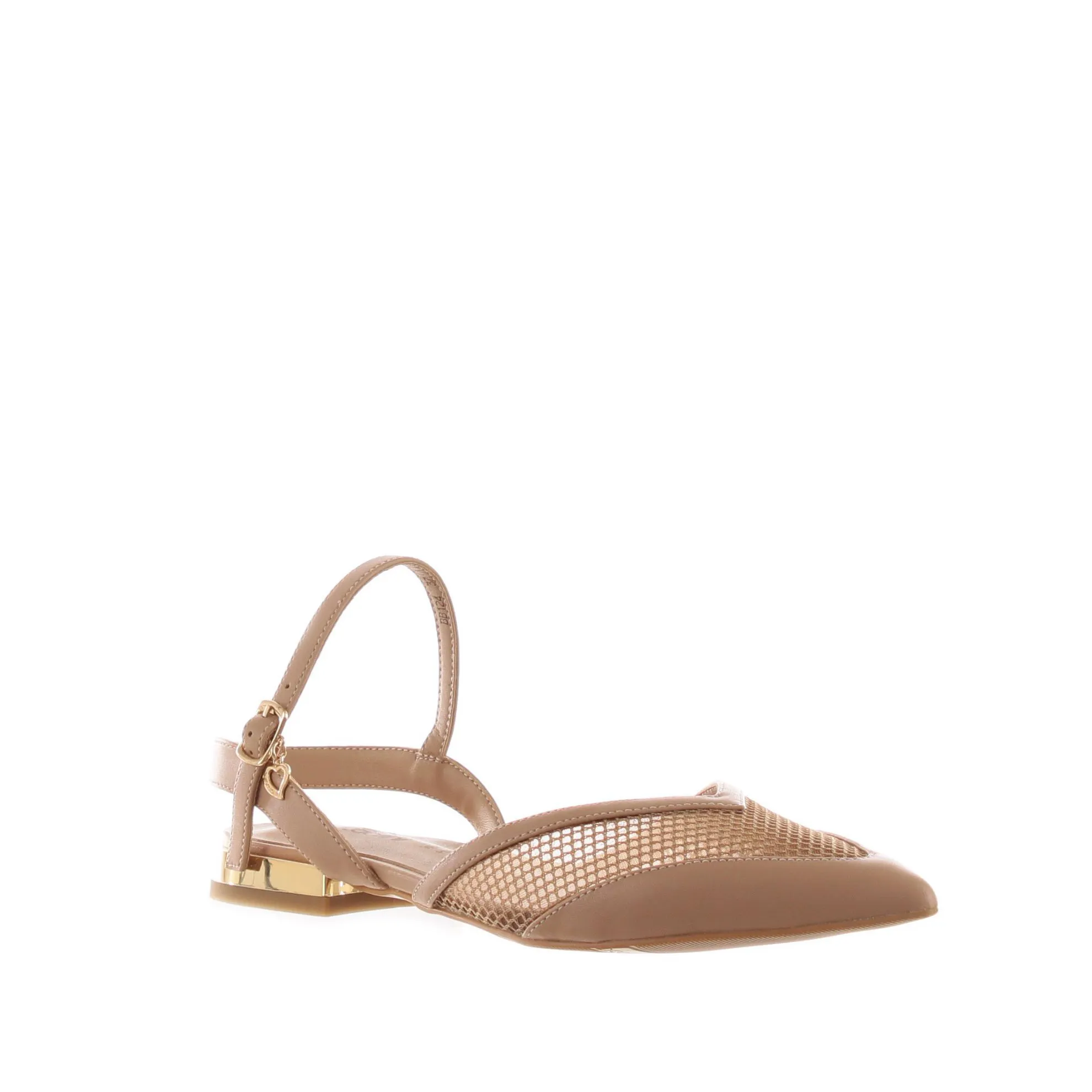 Ballerina slingback in pelle e tessuto a rete