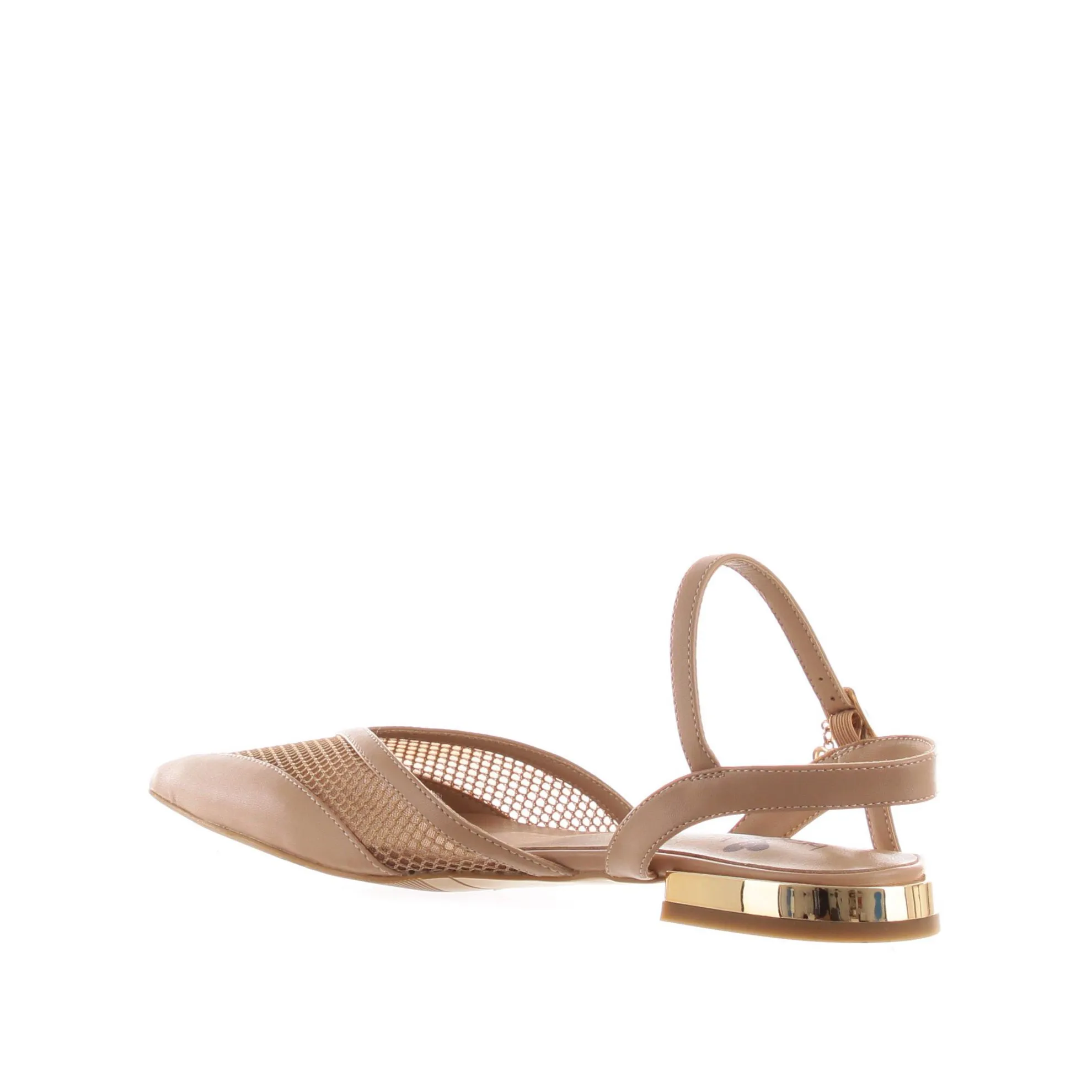Ballerina slingback in pelle e tessuto a rete