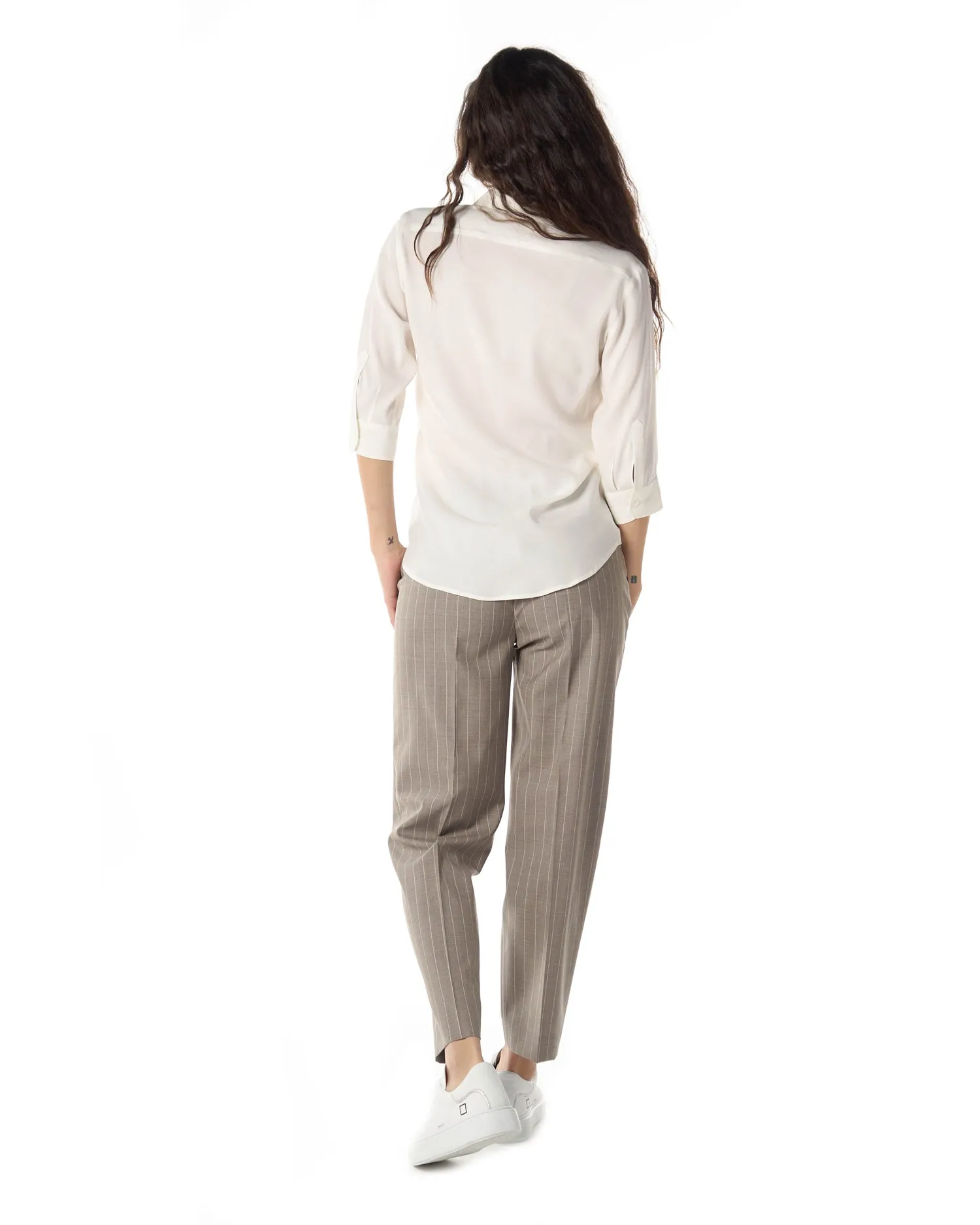 BERWICH PANTALONI CHICCA GESSATO VITALE BARBERIS COLOR DESERTO