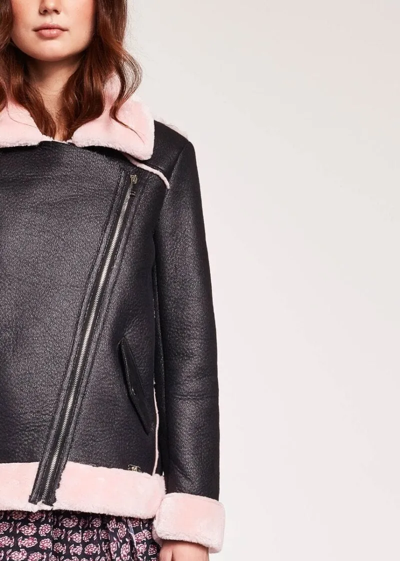 Biker jacket effetto montone