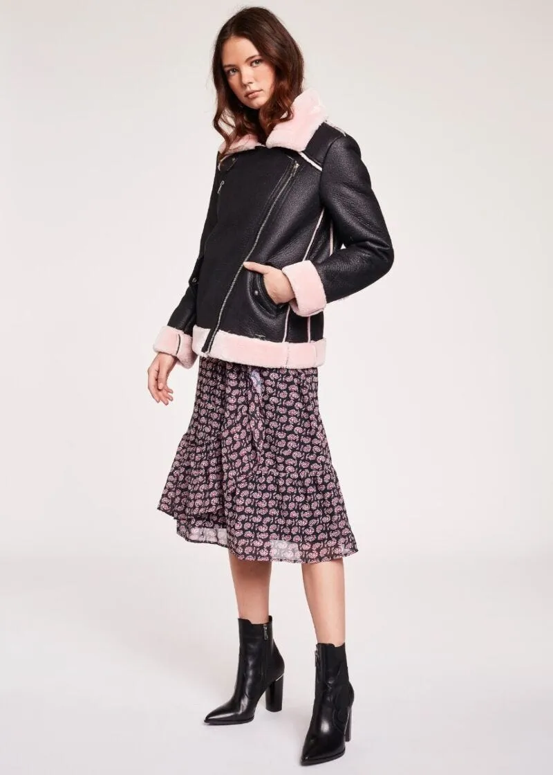 Biker jacket effetto montone