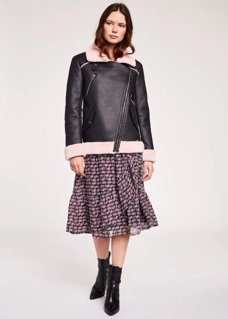 Biker jacket effetto montone