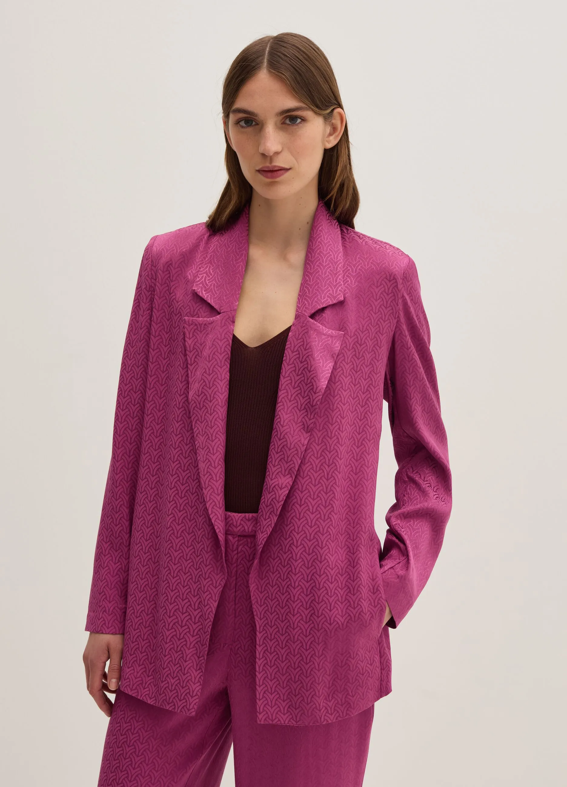 Blazer aperto in viscosa jacquard