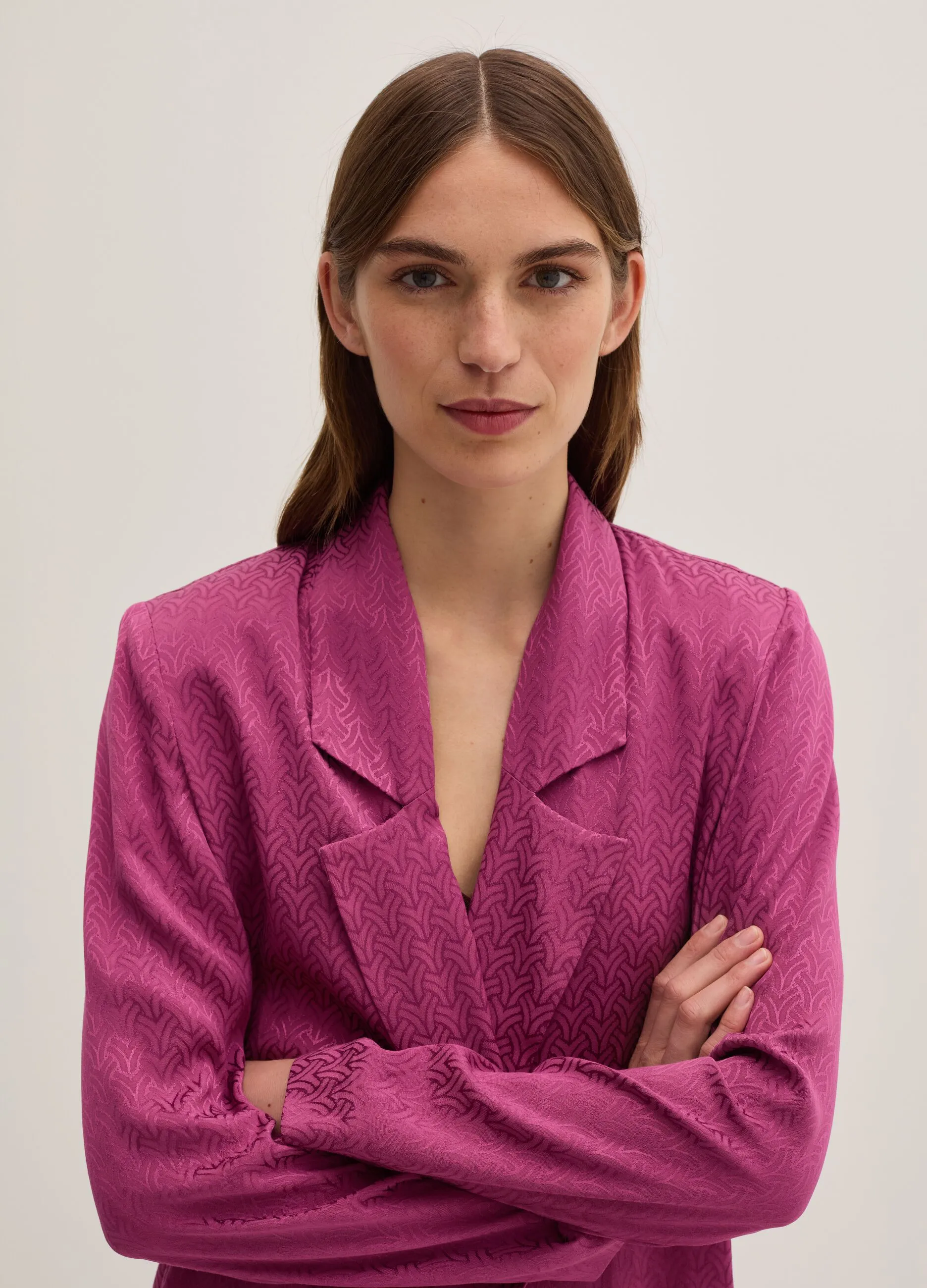 Blazer aperto in viscosa jacquard