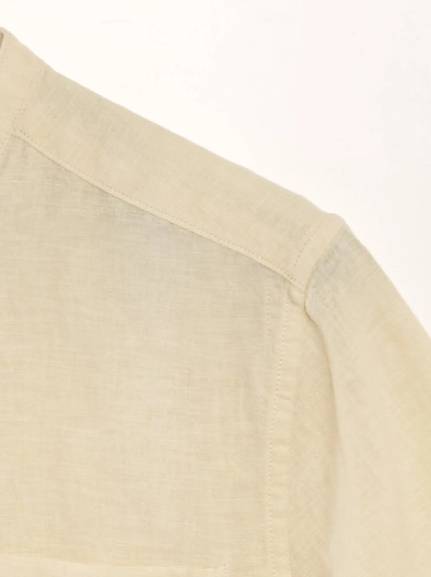 Camicia a maniche corte con collo alla coreana in lino - BIANCO