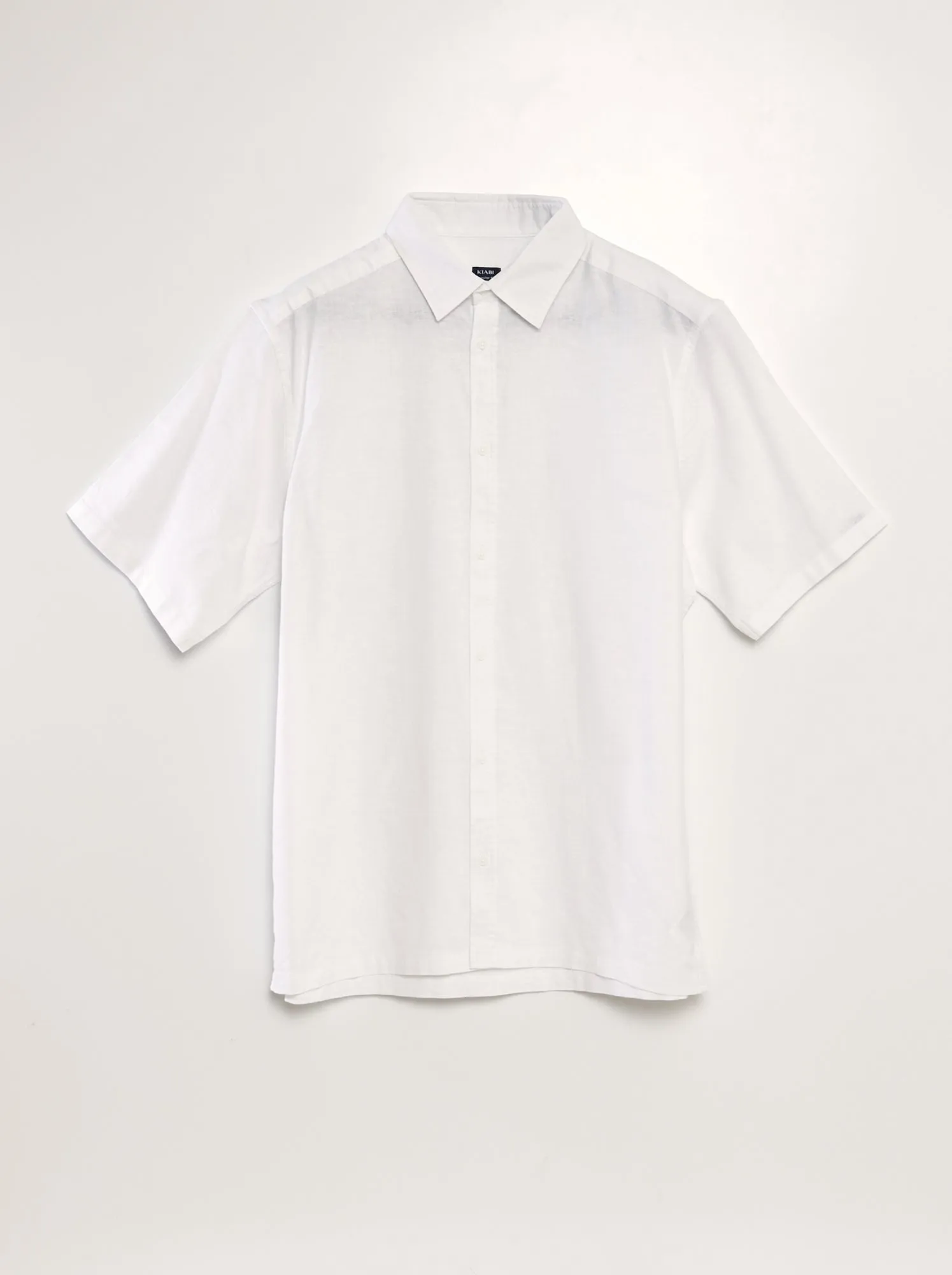 Camicia a maniche corte con lino - bianco
