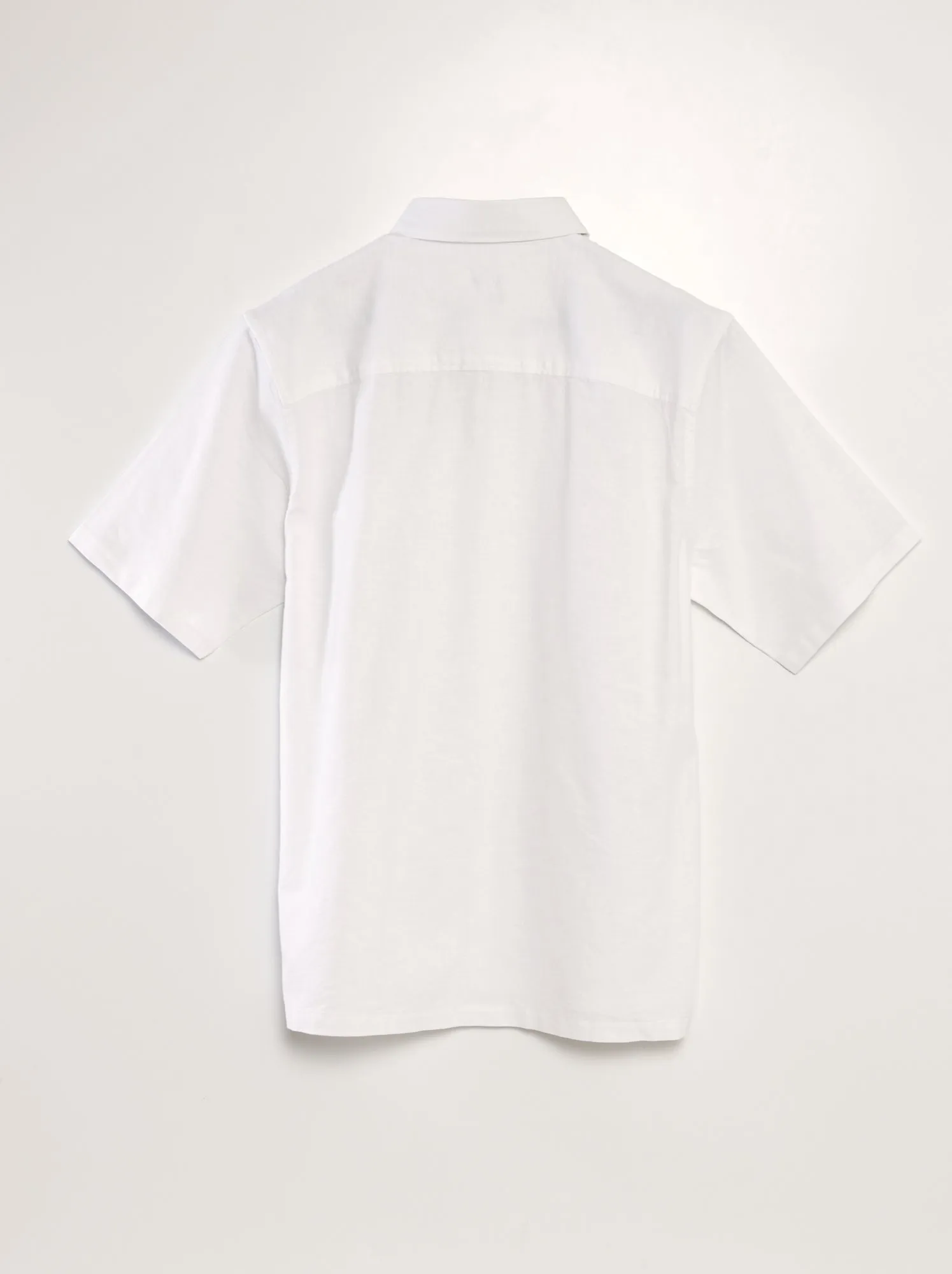 Camicia a maniche corte con lino - bianco
