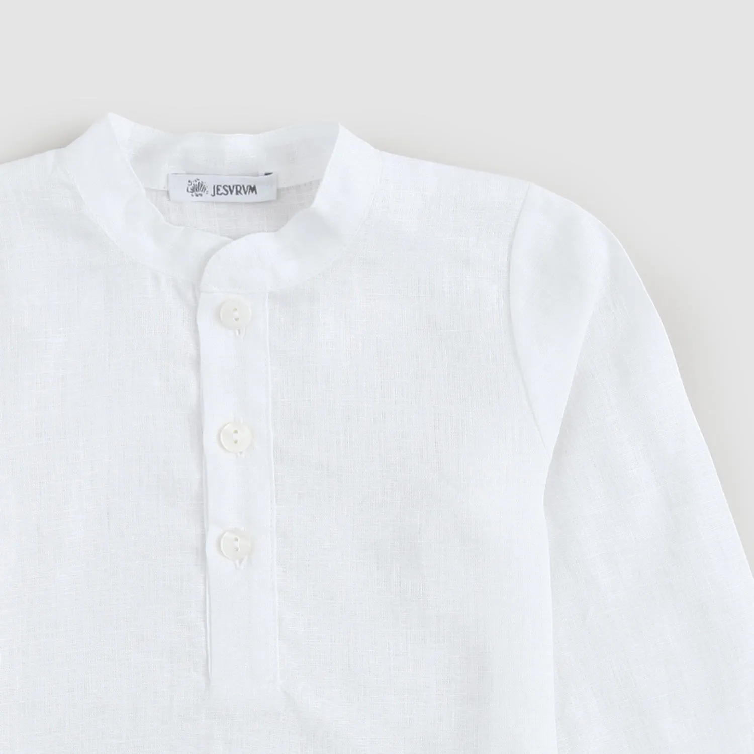 Camicia Bianca In Lino Neonato