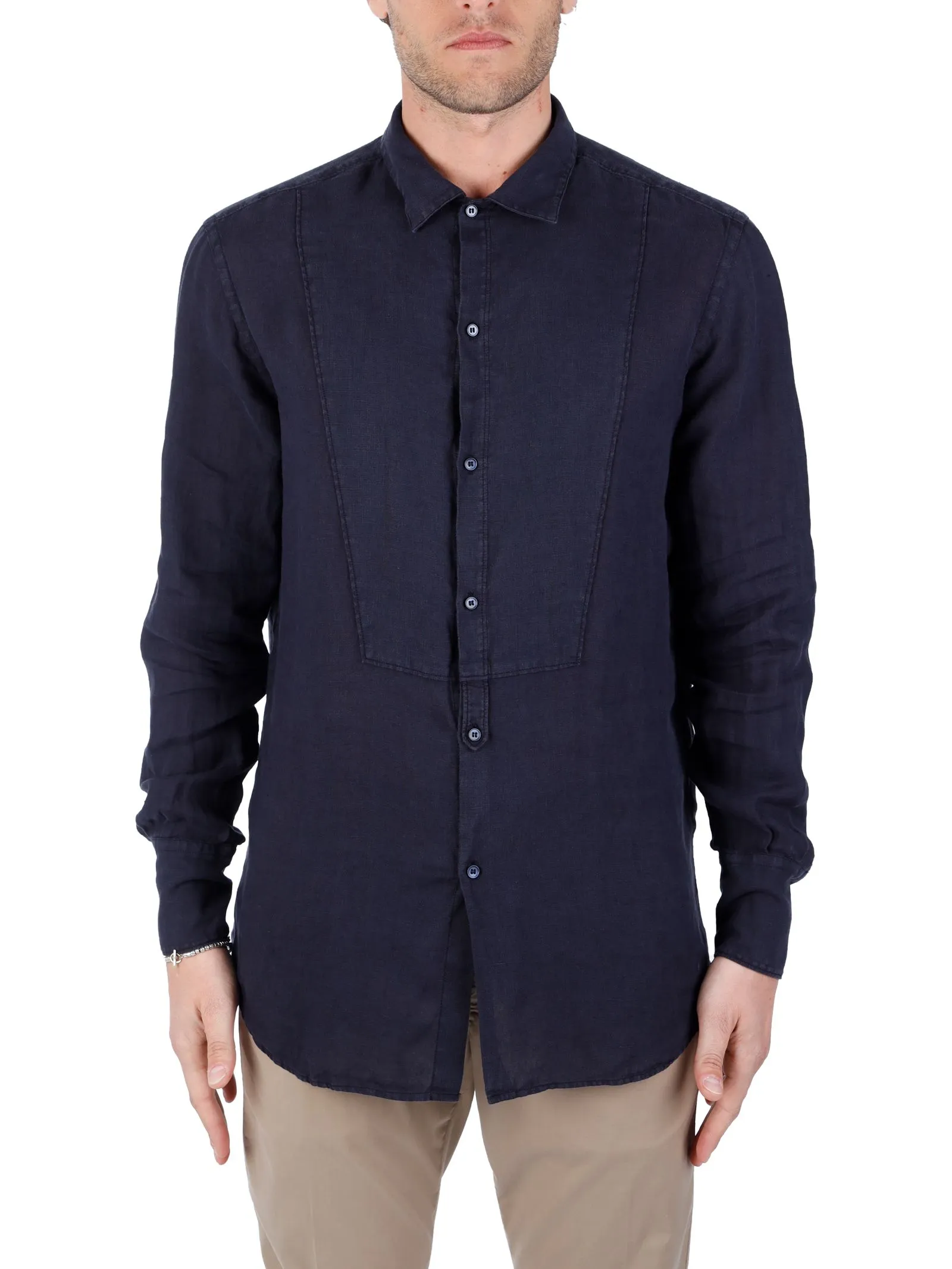 CAMICIA BLU IN LINO