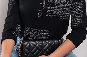 Camicia con scritte Orlena, nera