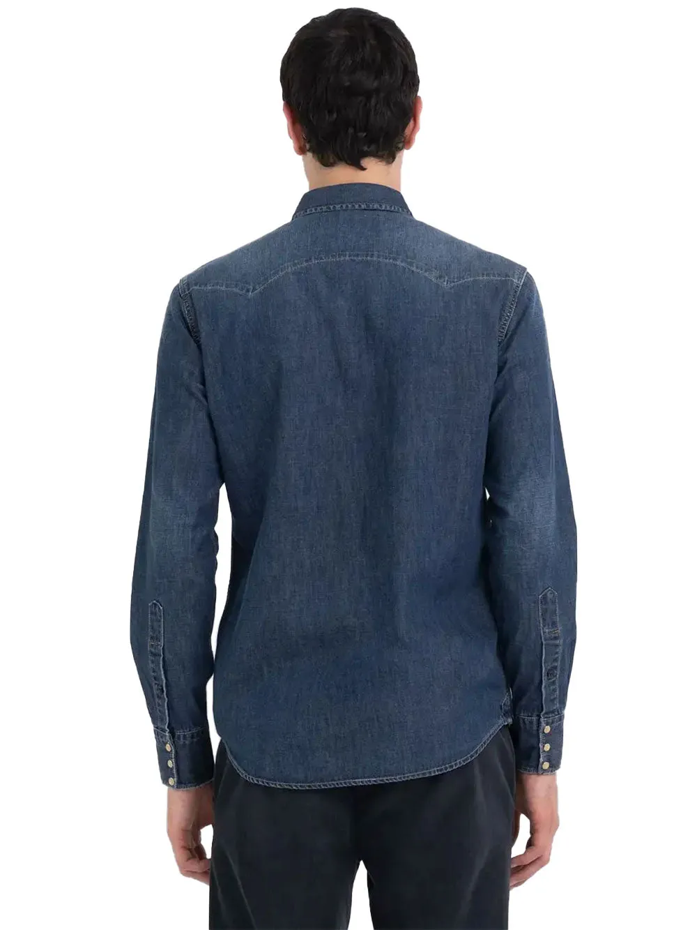 Camicia di jeans blu scuro da Uomo