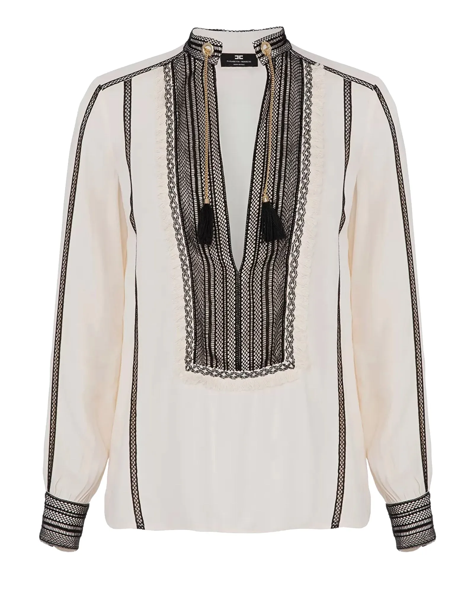 Camicia georgette pizzo burro nero