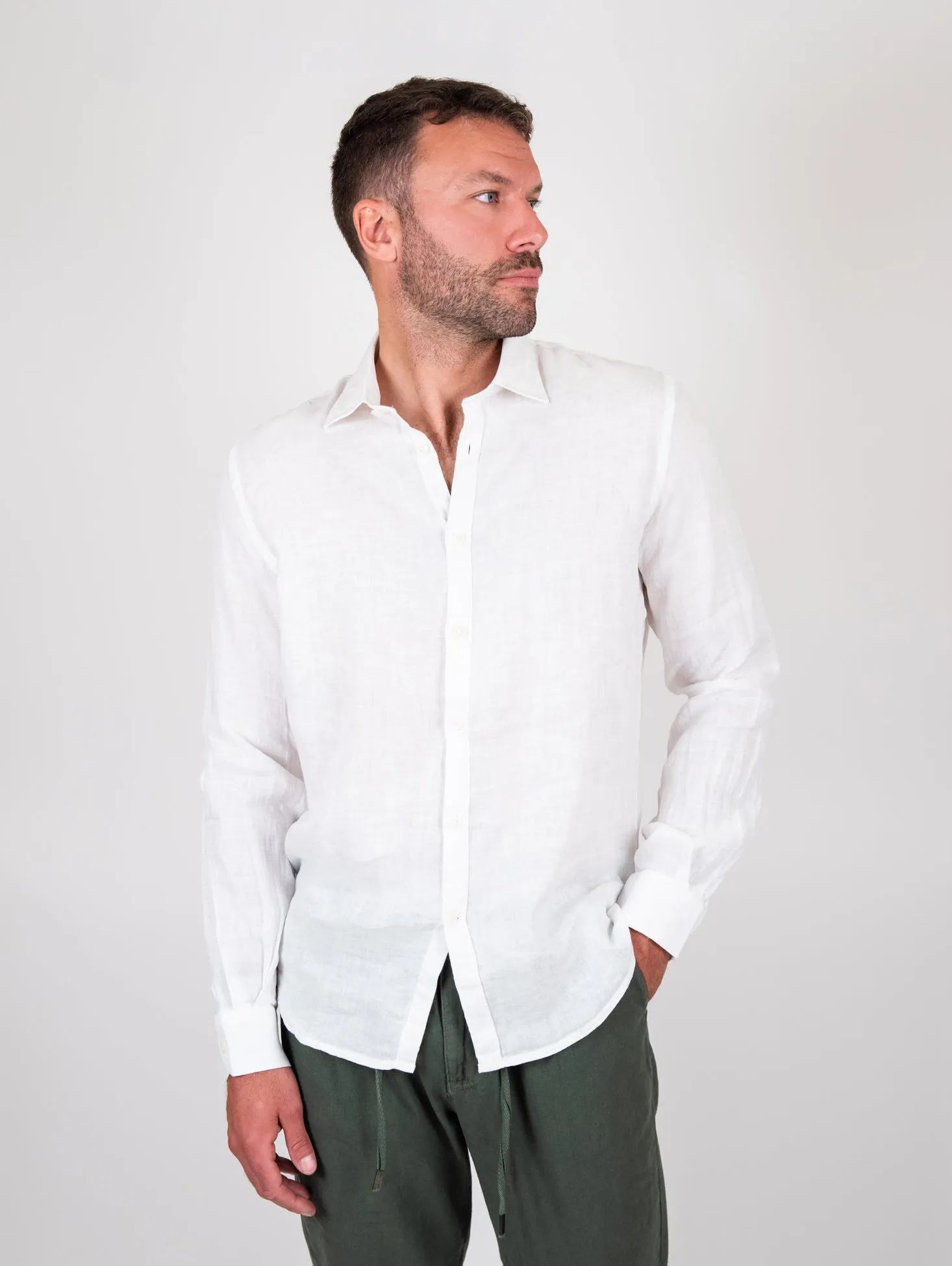 Camicia in lino bianca tinto in capo