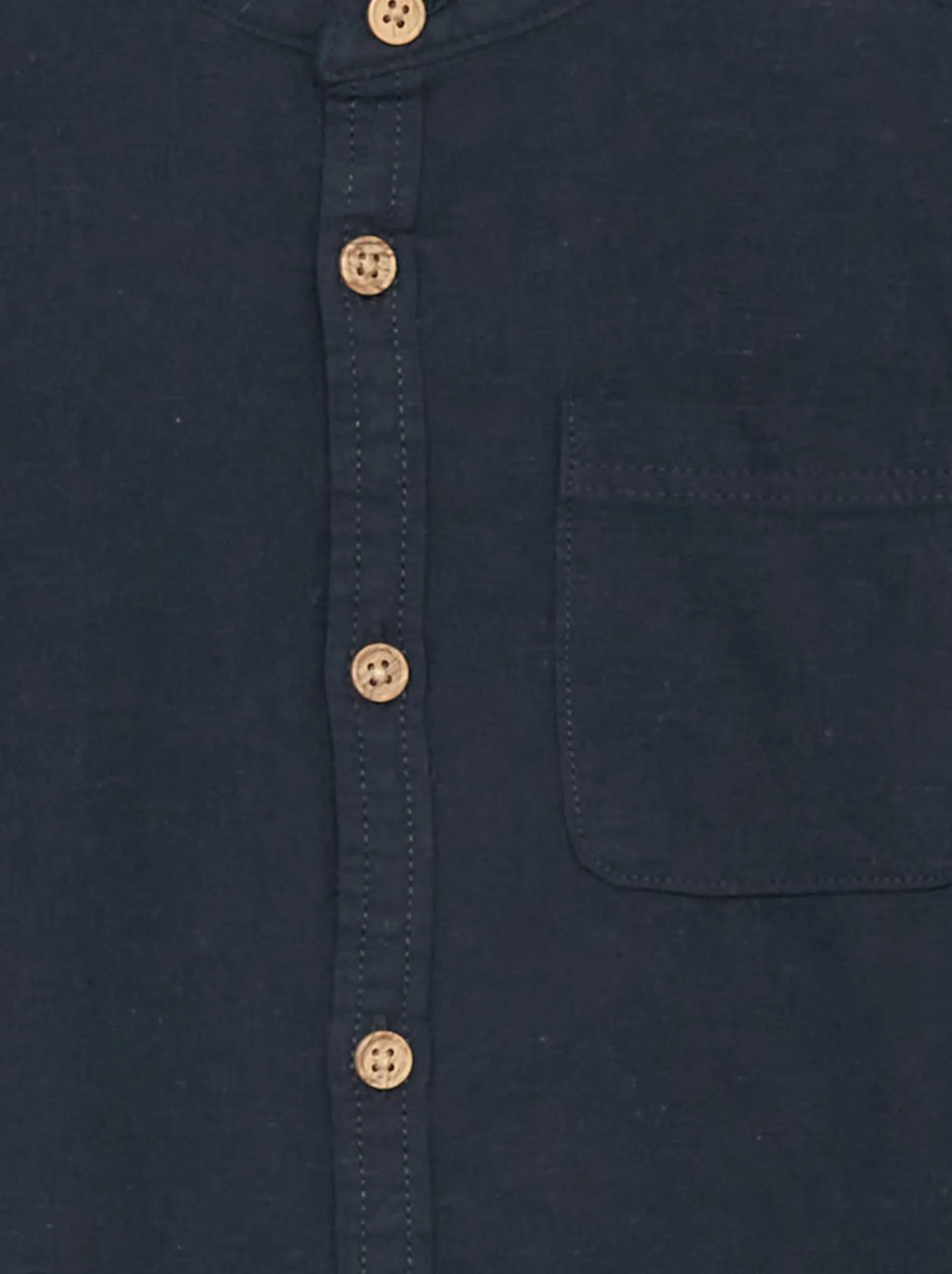 Camicia in lino con collo alla coreana - blu