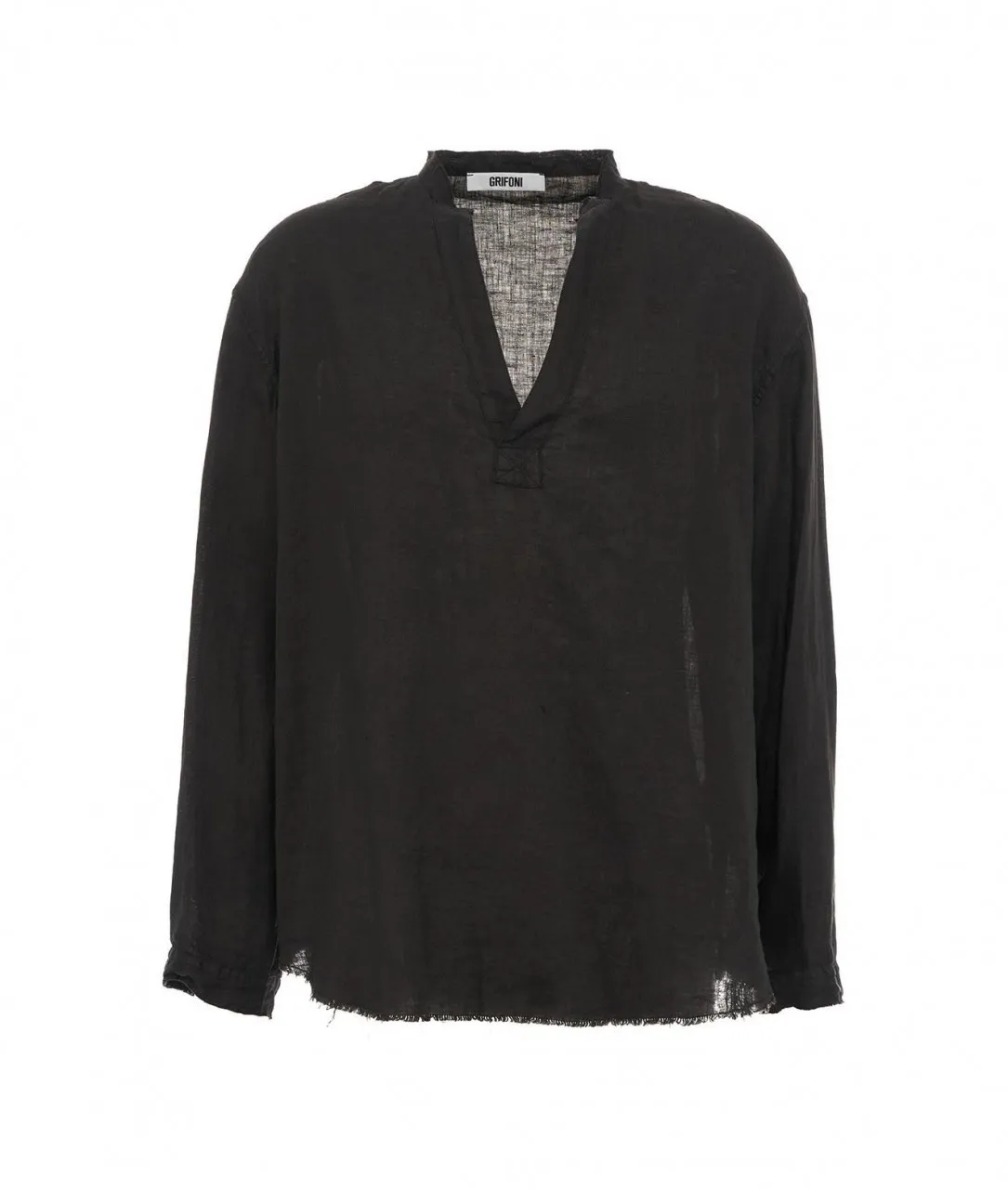 Camicia in lino nero nero
