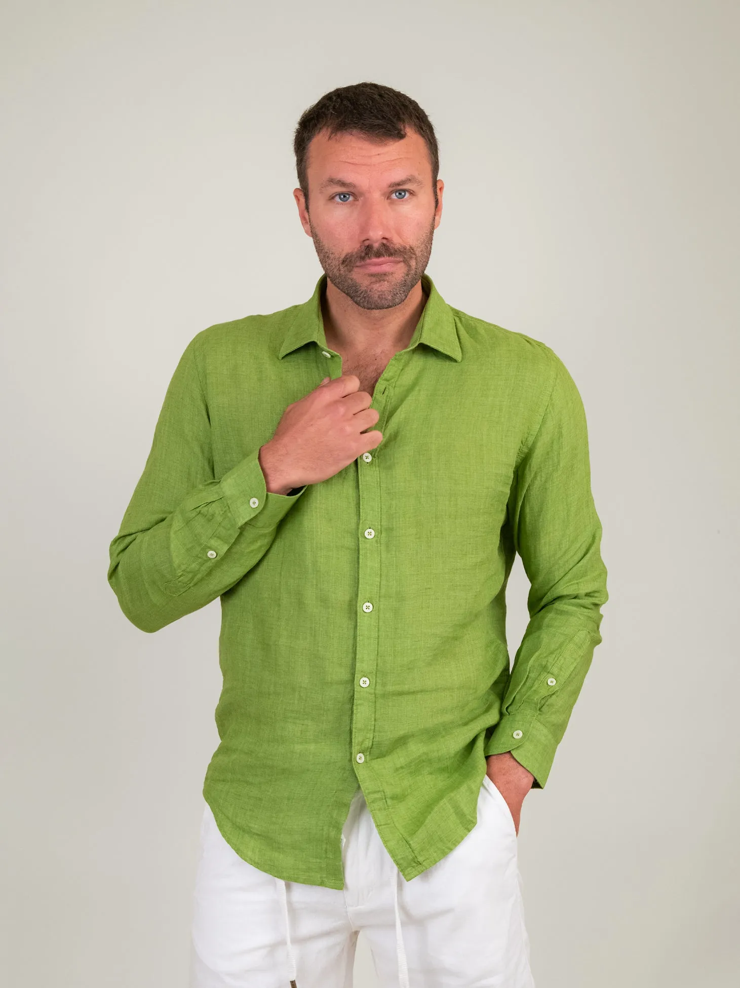 CAMICIA IN LINO VERDE