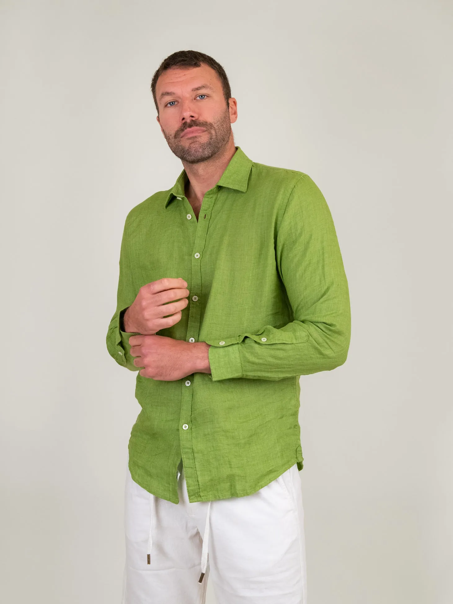 CAMICIA IN LINO VERDE