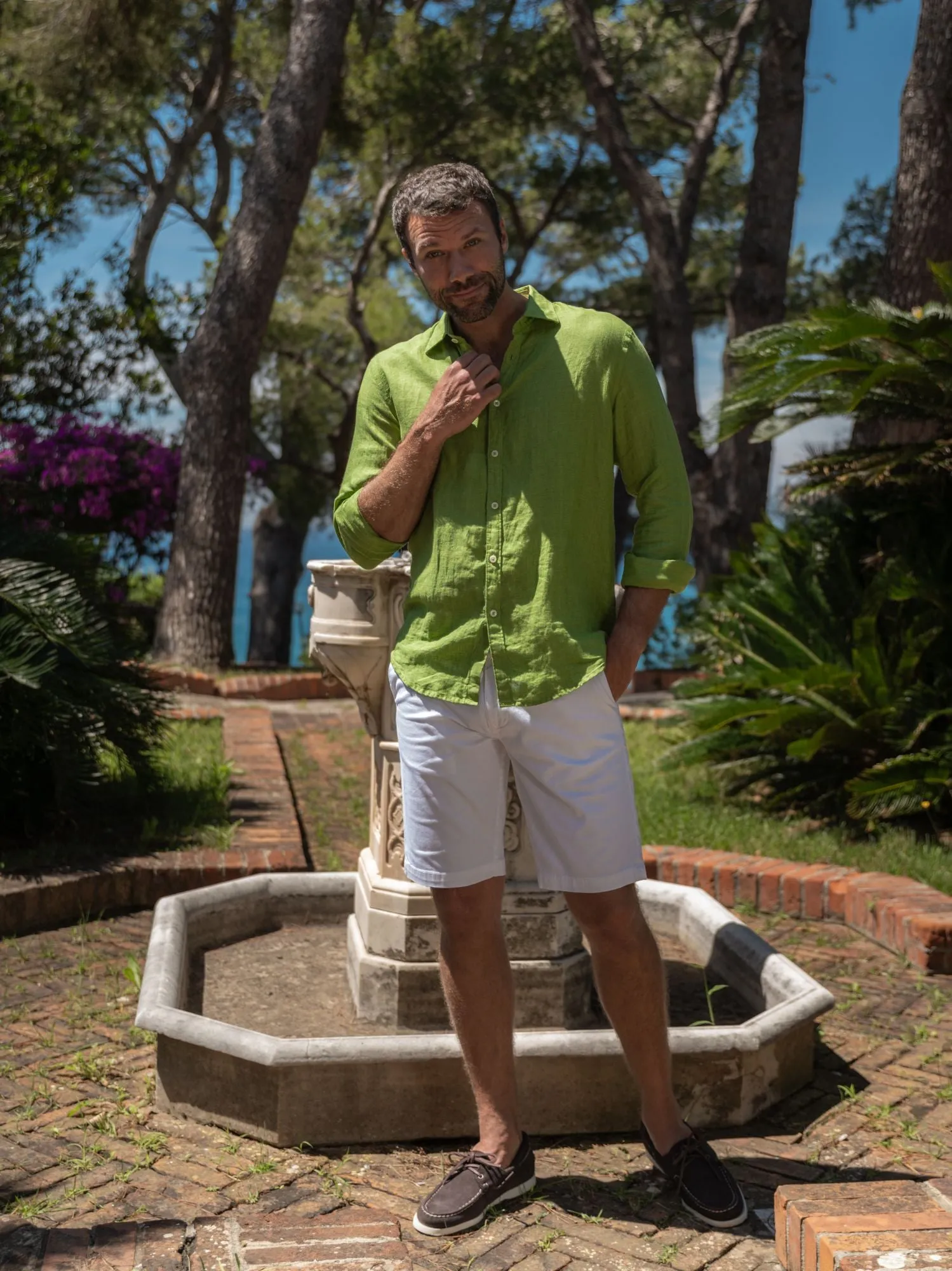 CAMICIA IN LINO VERDE