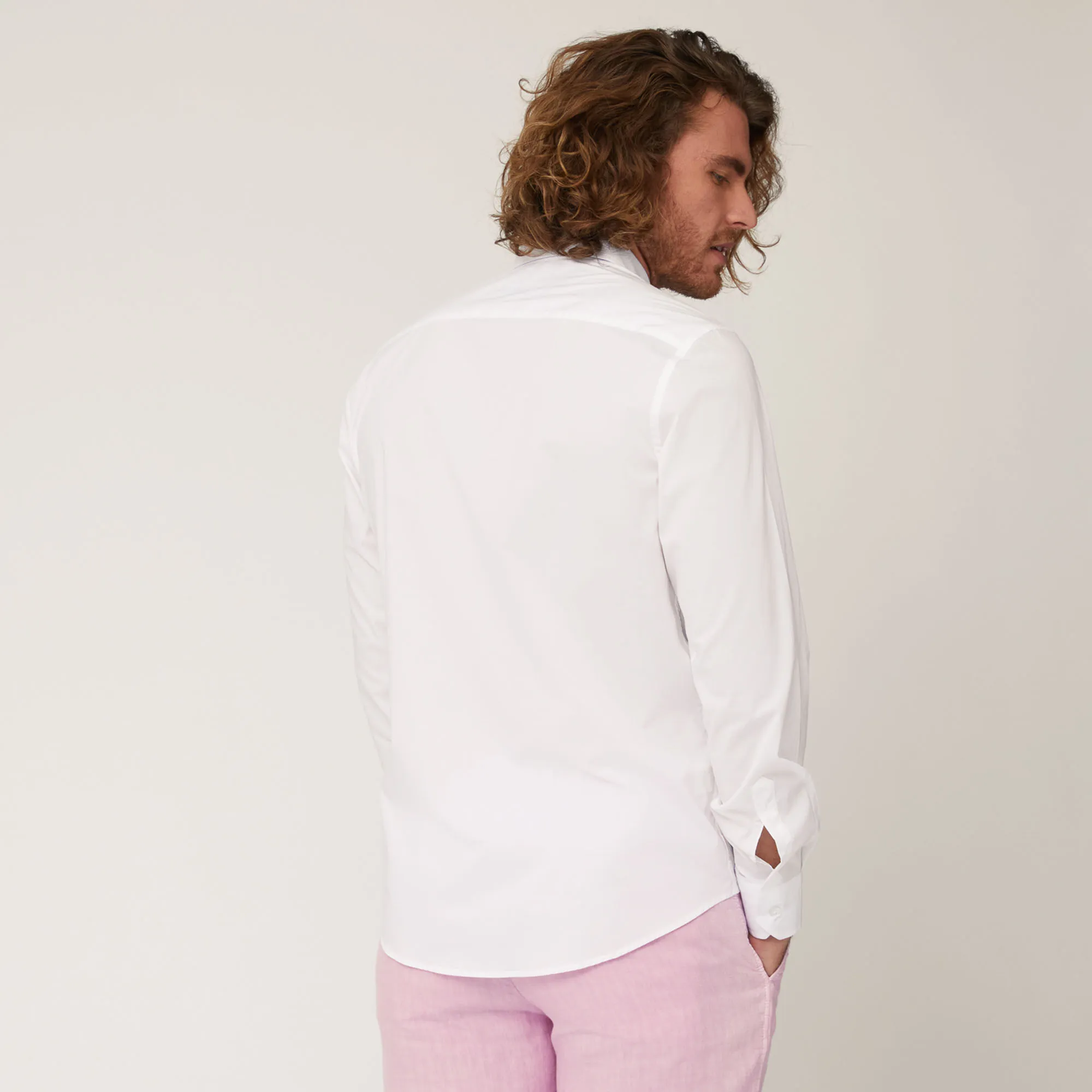 Camicia In Popeline Di Cotone Stretch