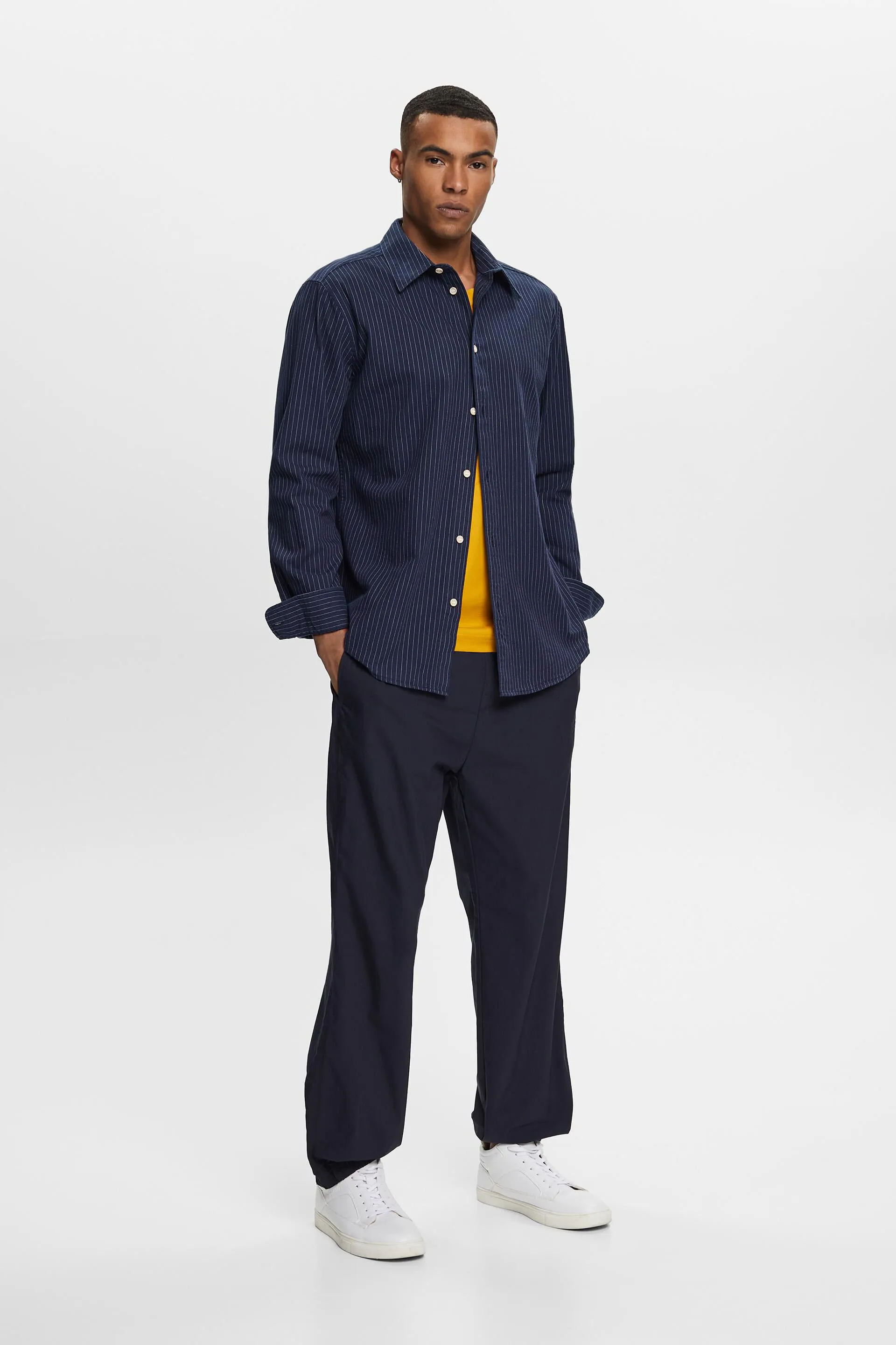 Camicia in twill a righe gessate, 100% cotone
