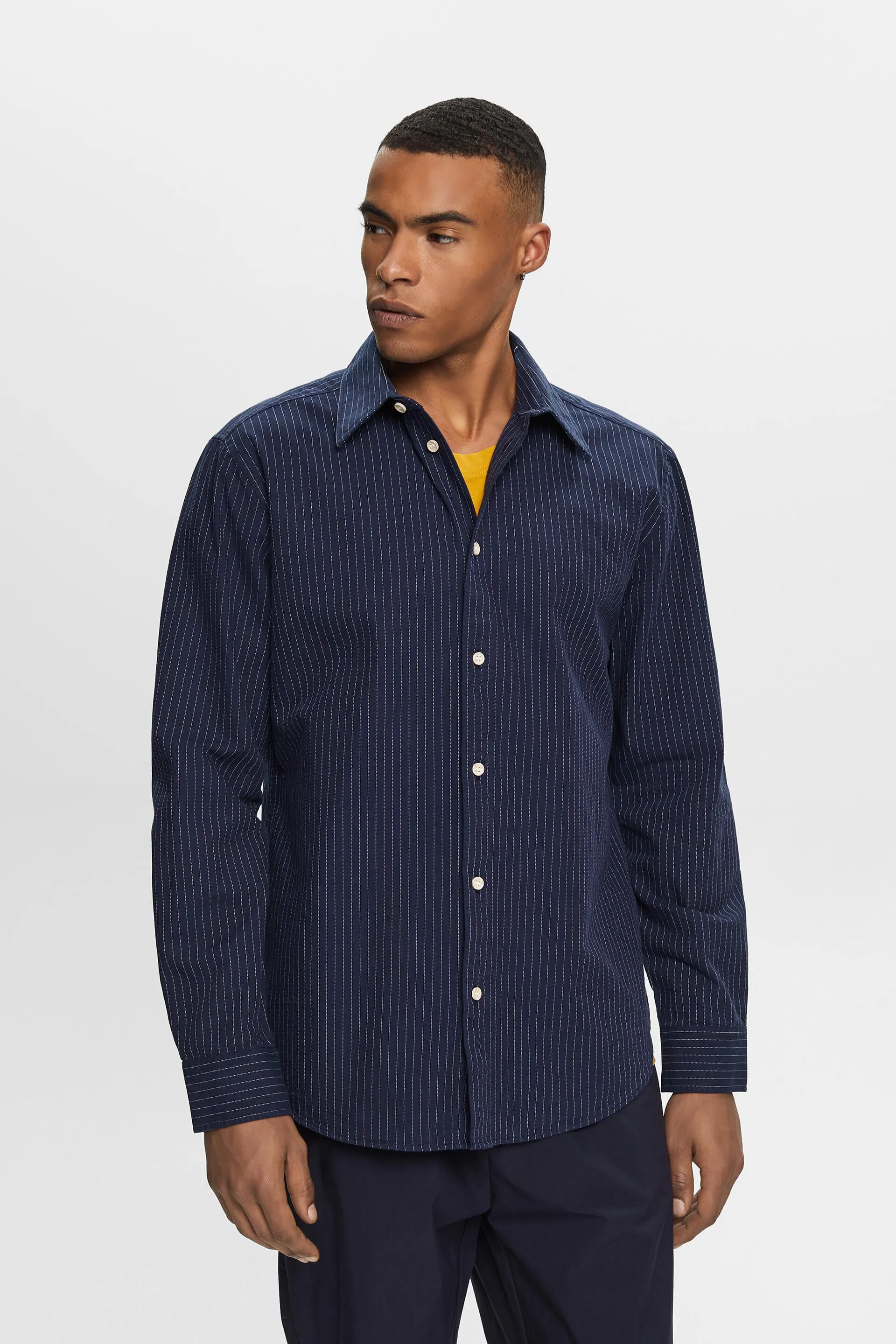 Camicia in twill a righe gessate, 100% cotone