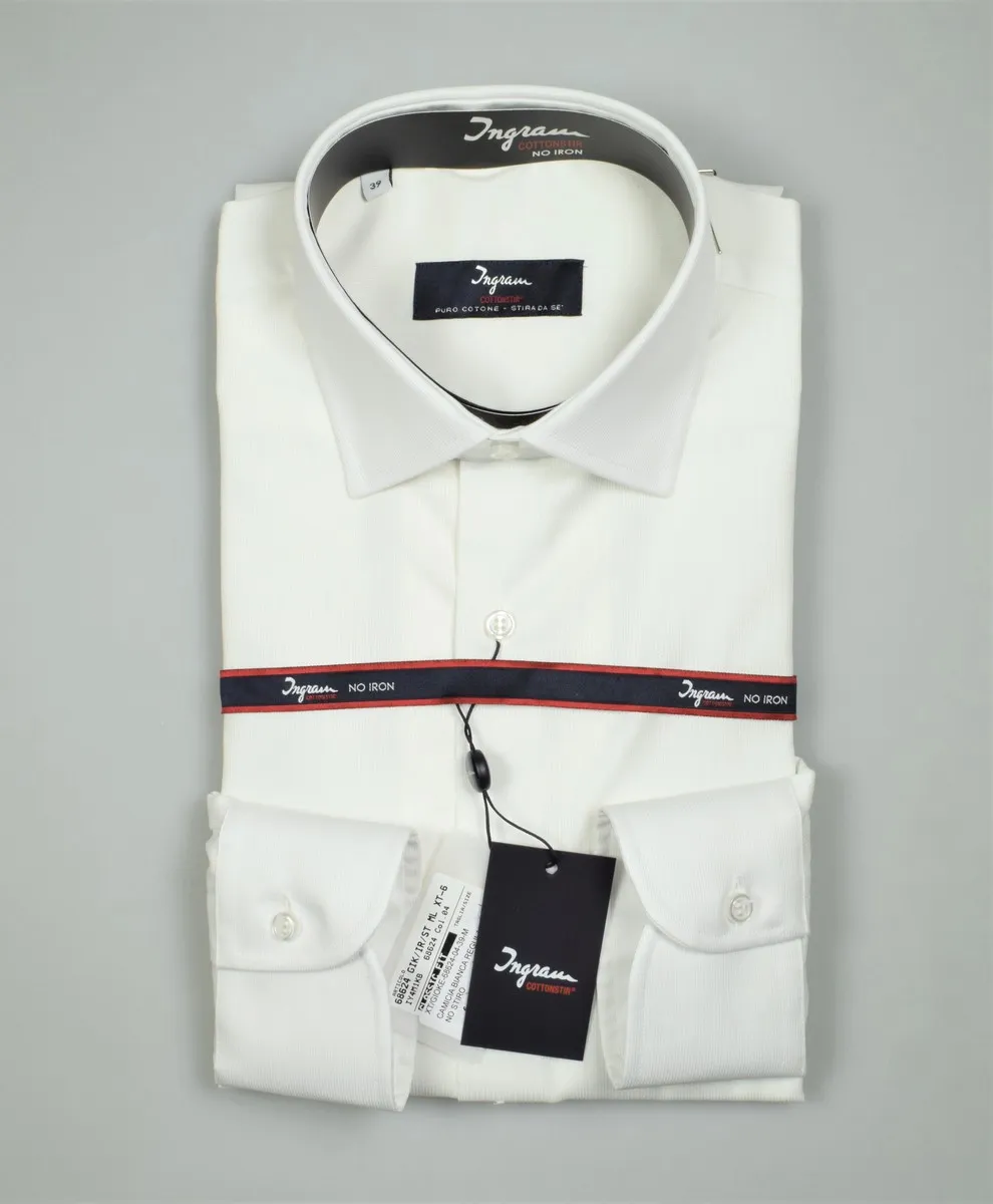 Camicia ingram bianca regular fit collo mezzo francese