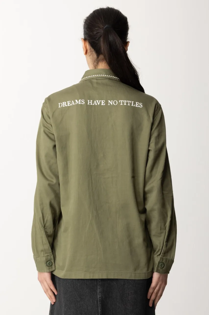 Camicia oversize con strass LIGHT MILITARY