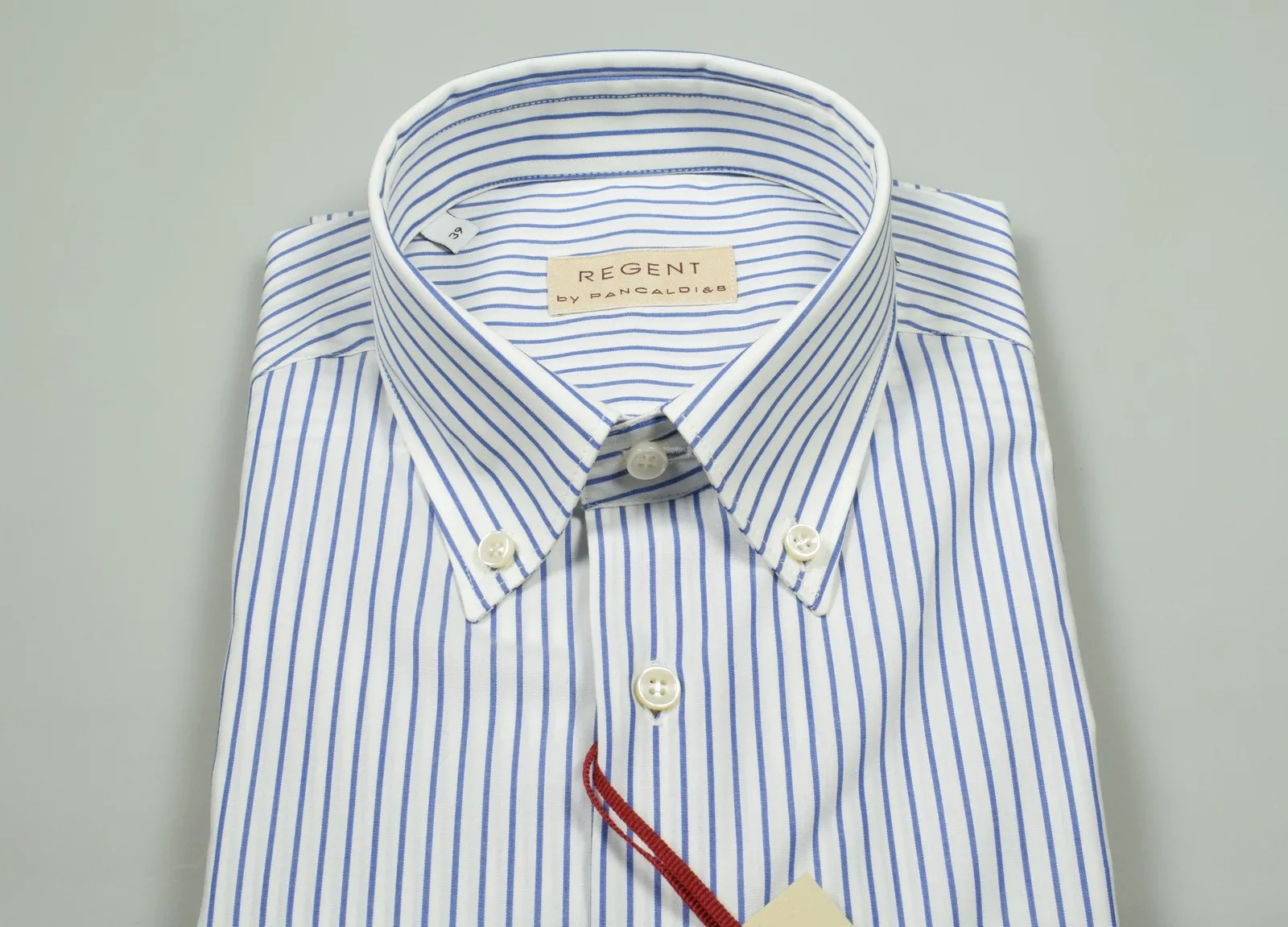 Camicia pancaldI a righe azzurro button down con taschino