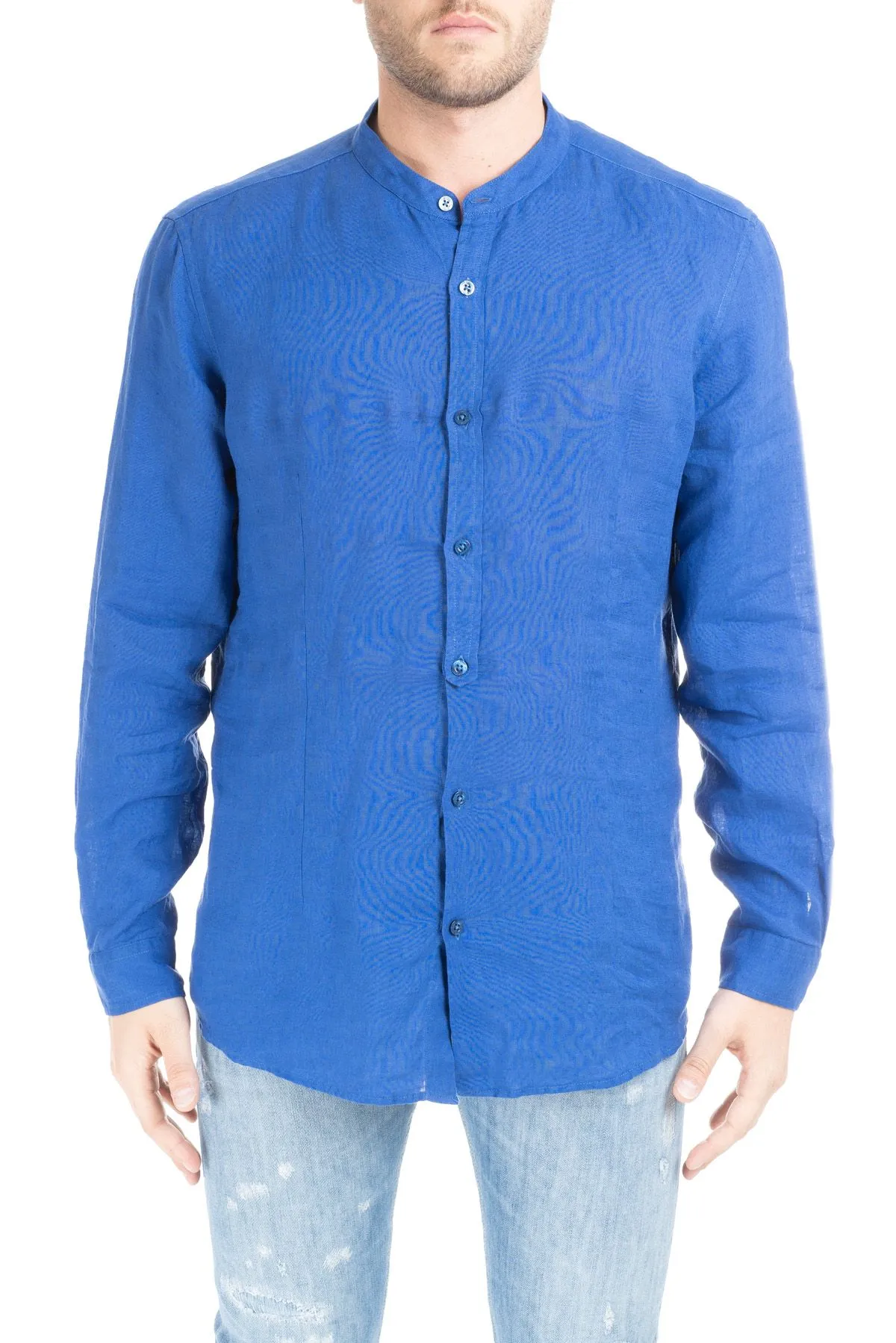 CAMICIA RIANDOLO IN LINO BLU