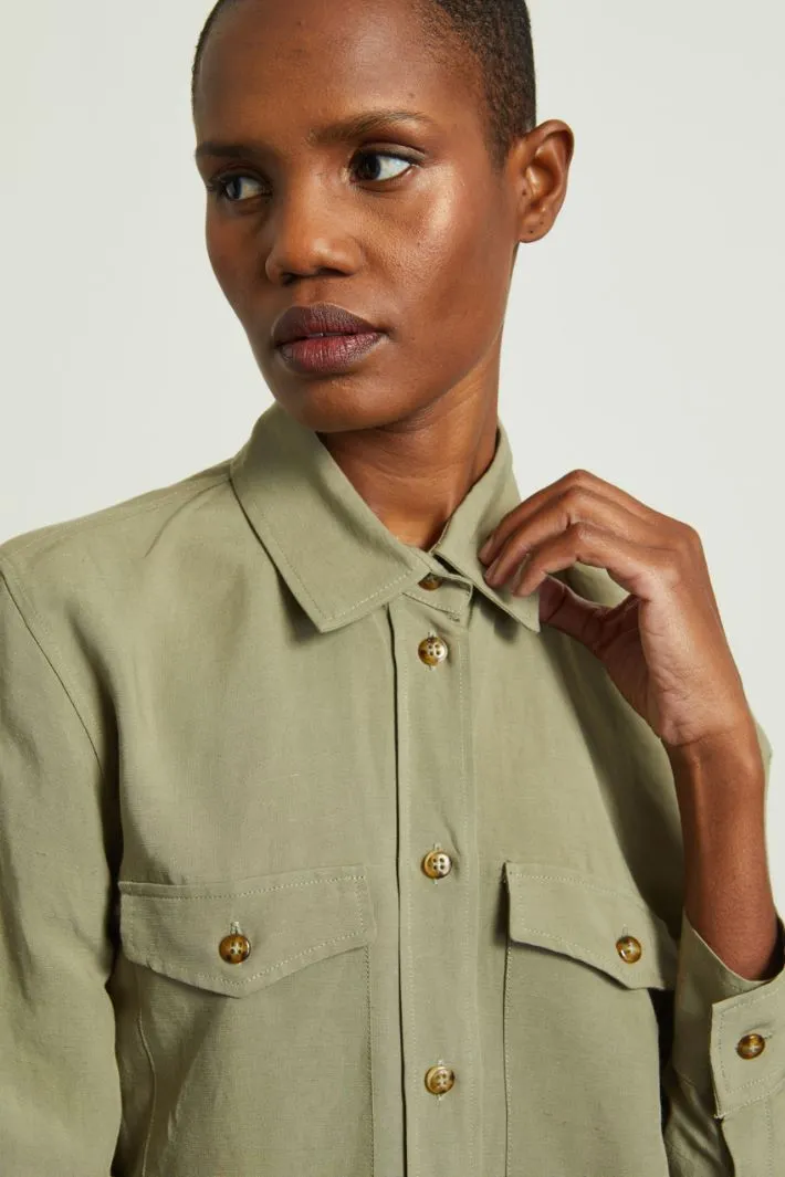 Camicia sahariana in lino