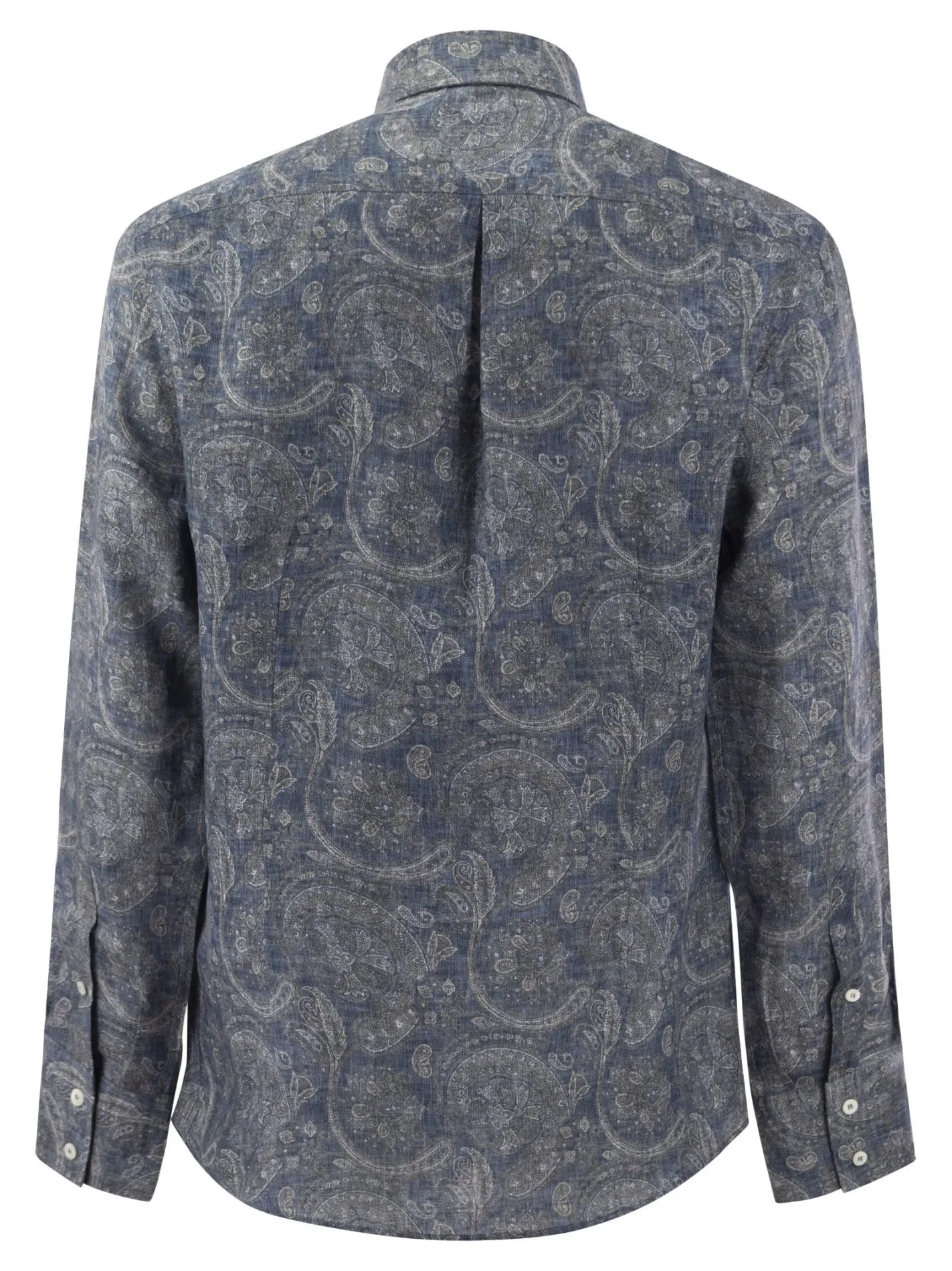 Camicia slim fit in tela Paisley di lino