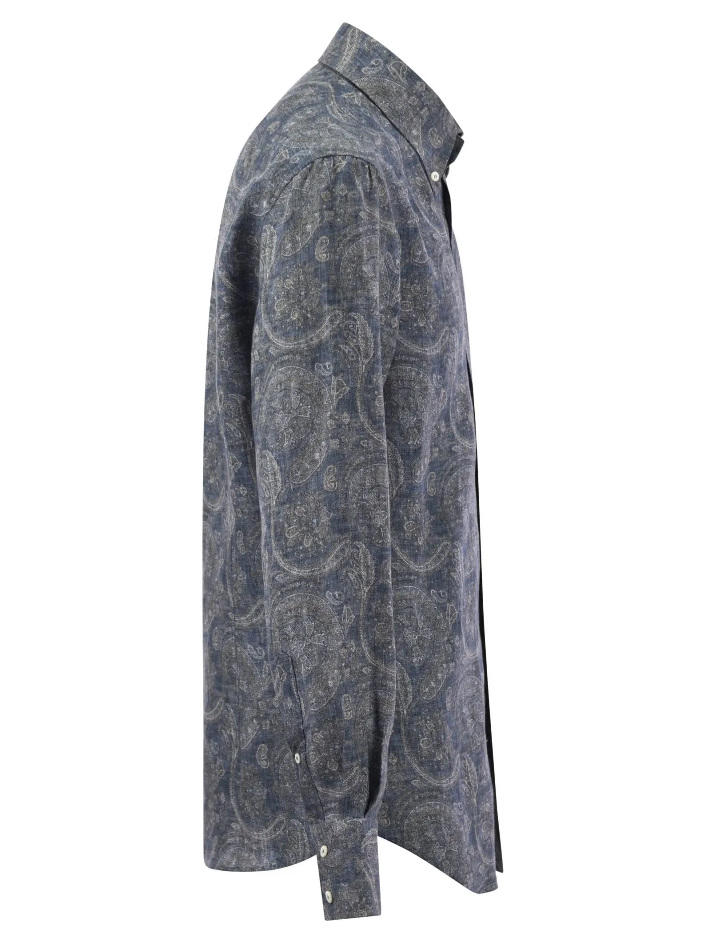 Camicia slim fit in tela Paisley di lino