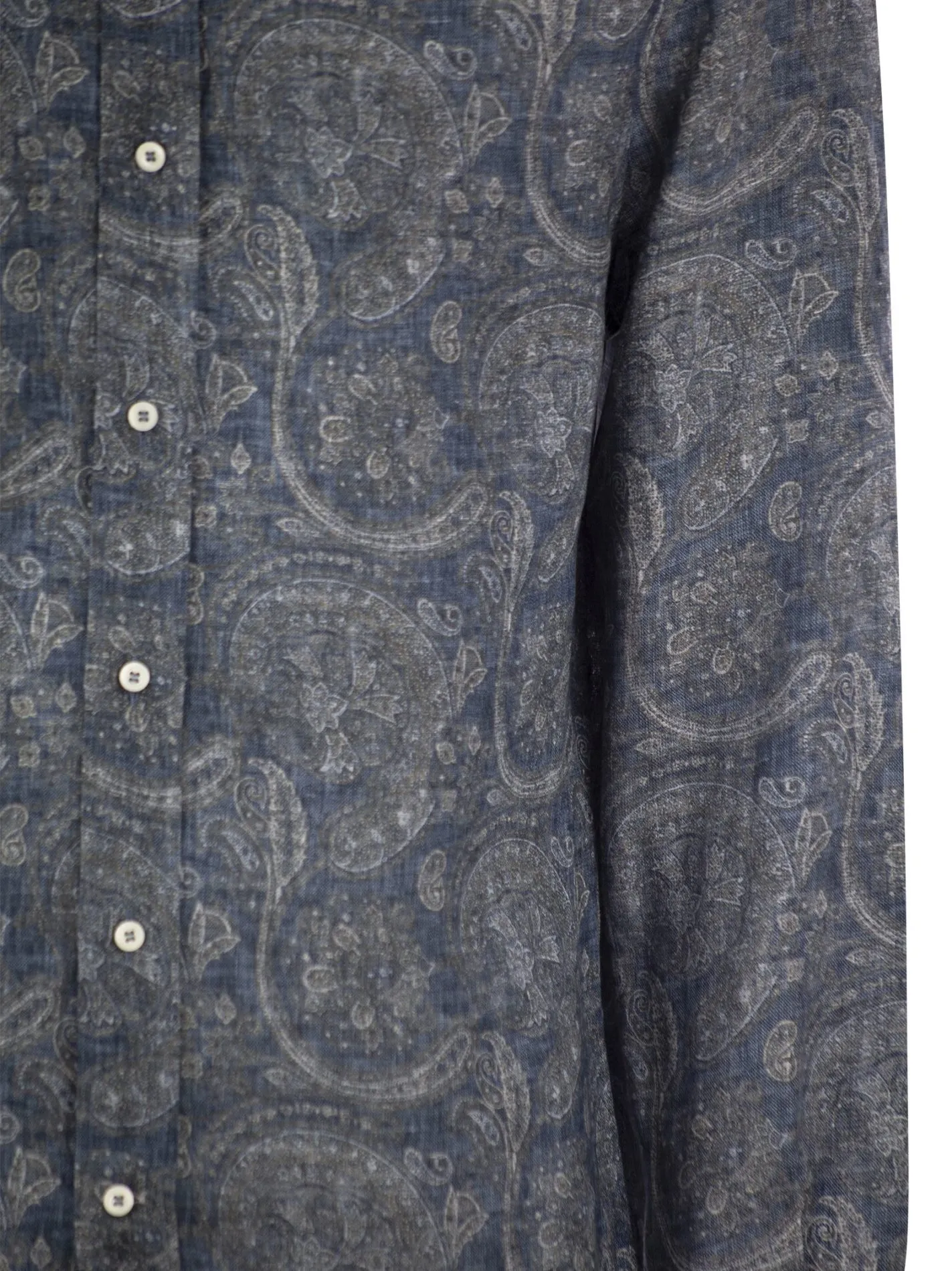 Camicia slim fit in tela Paisley di lino