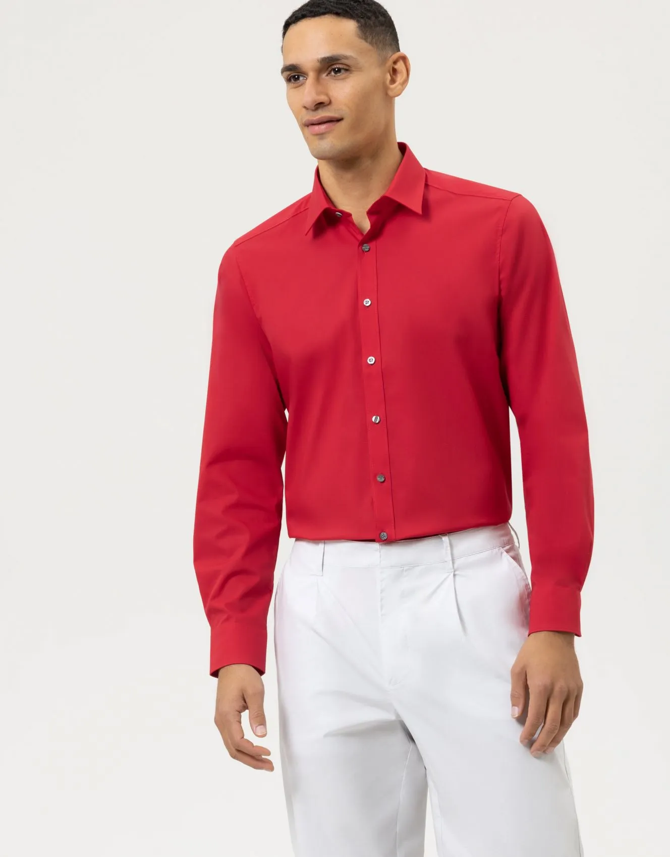 Camicia slim fit rossa olymp level five in cotone stretch