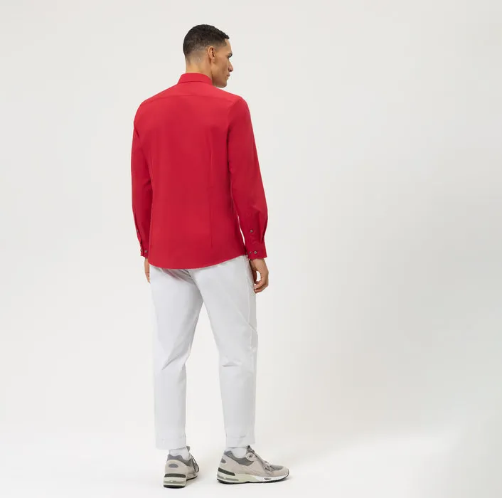 Camicia slim fit rossa olymp level five in cotone stretch