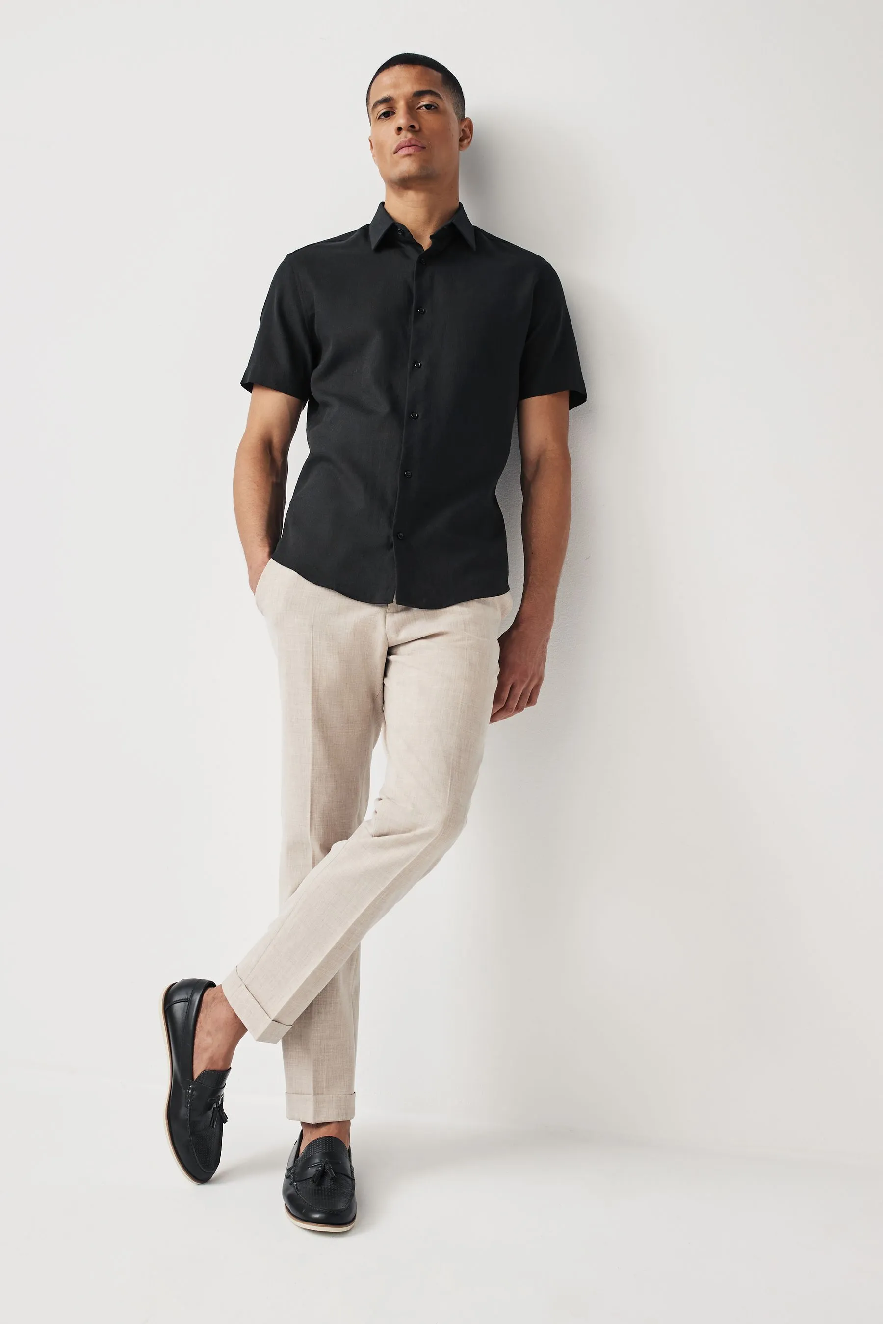 Camicia testurizzata in Blend lino