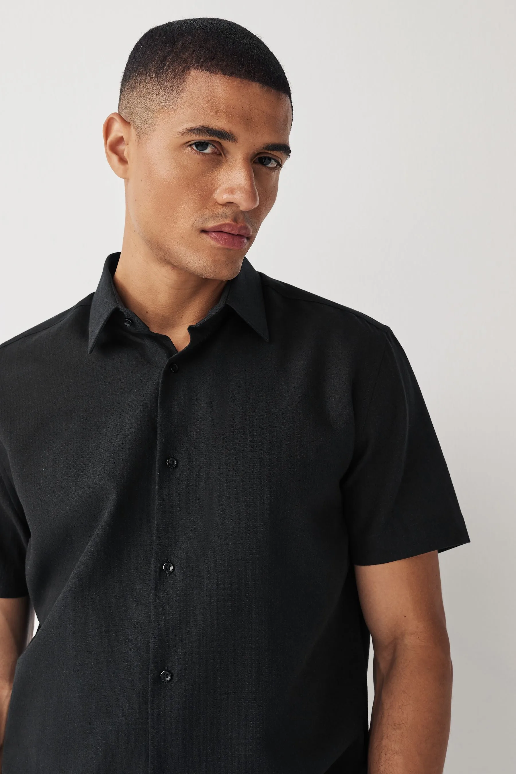 Camicia testurizzata in Blend lino