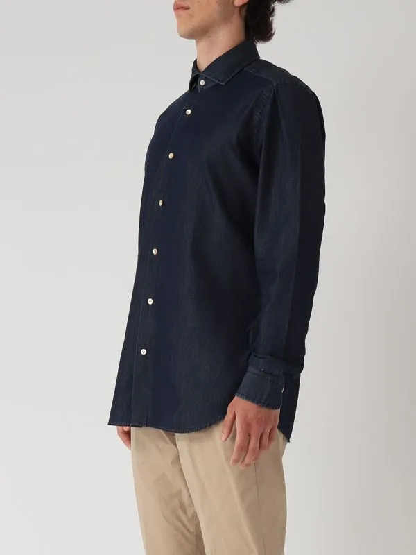 Camicia uomo Guglielminotti in denim di cotone Blu