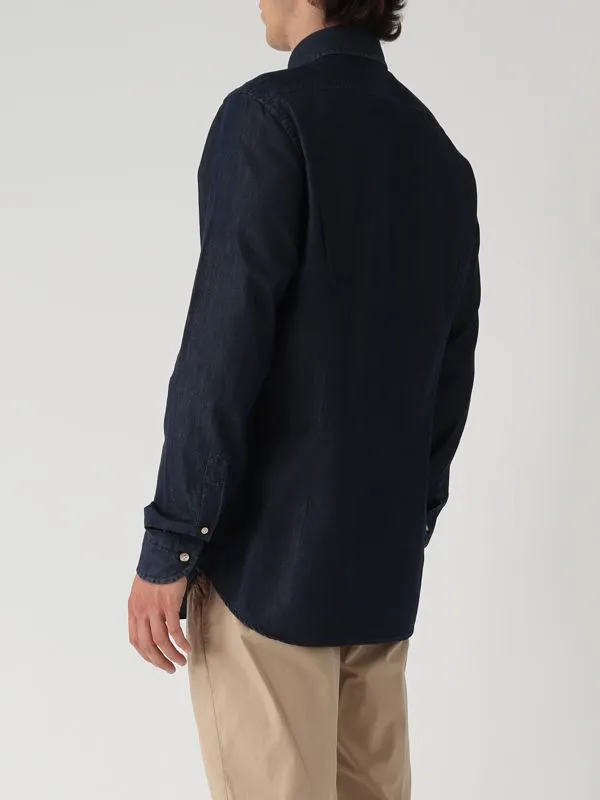 Camicia uomo Guglielminotti in denim di cotone Blu