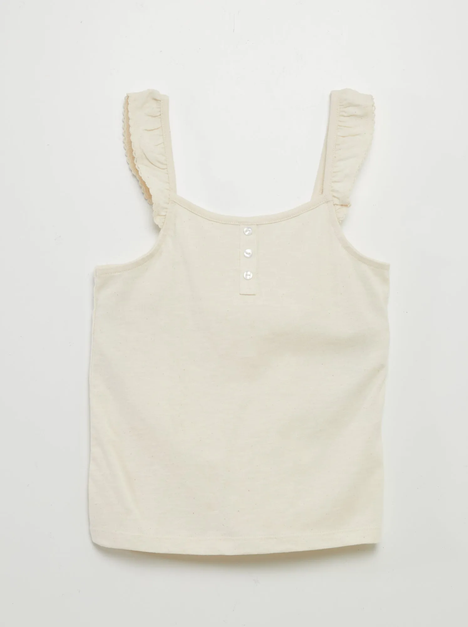 Canotta con spalline con volant - BEIGE