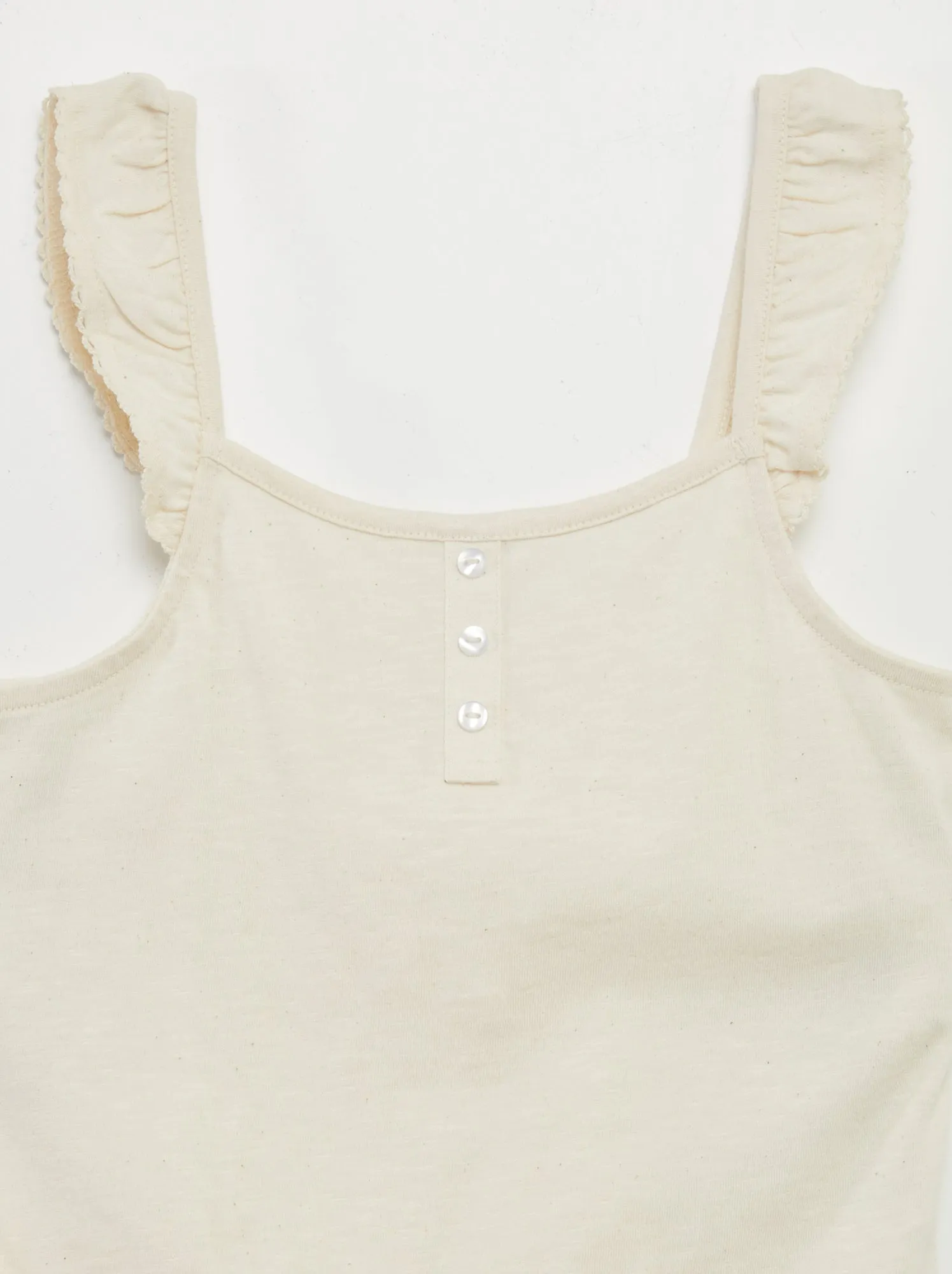 Canotta con spalline con volant - BEIGE