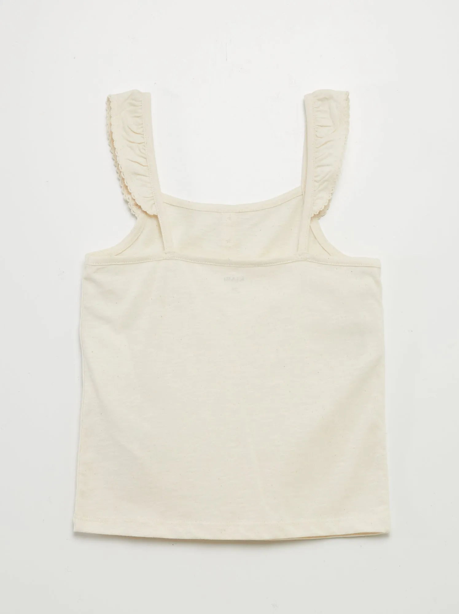 Canotta con spalline con volant - BEIGE