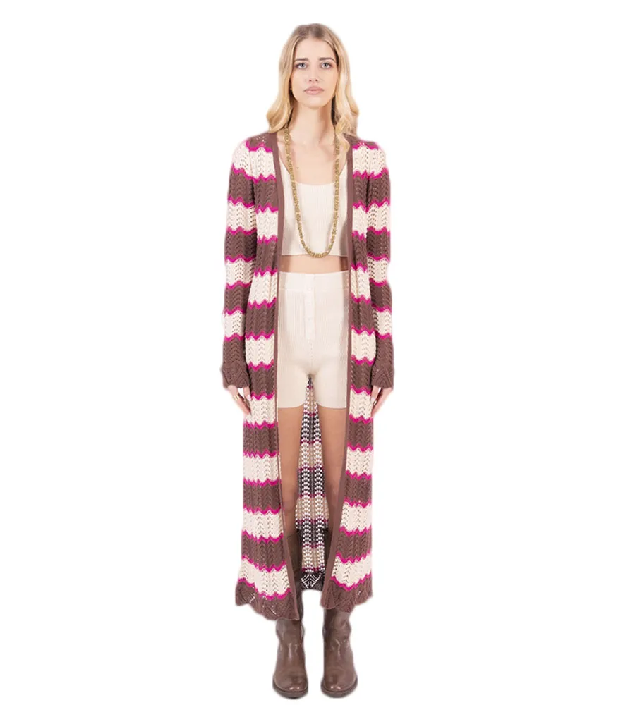 Cardigan Lungo Donna Traforato Kontatto