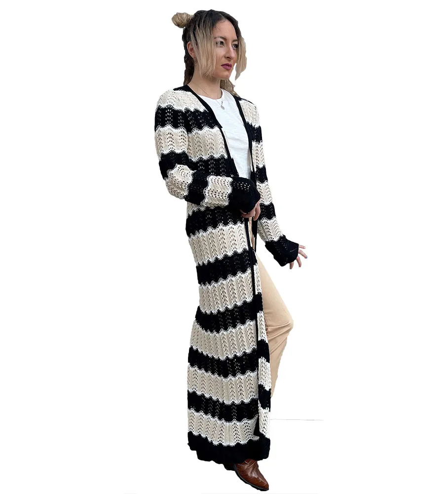 Cardigan Lungo Donna Traforato Kontatto